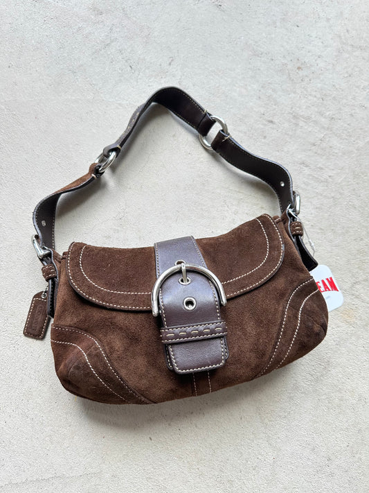 RARE! Vintage Y2K Coach Suede Brown Mini Soho Shoulder Bag
