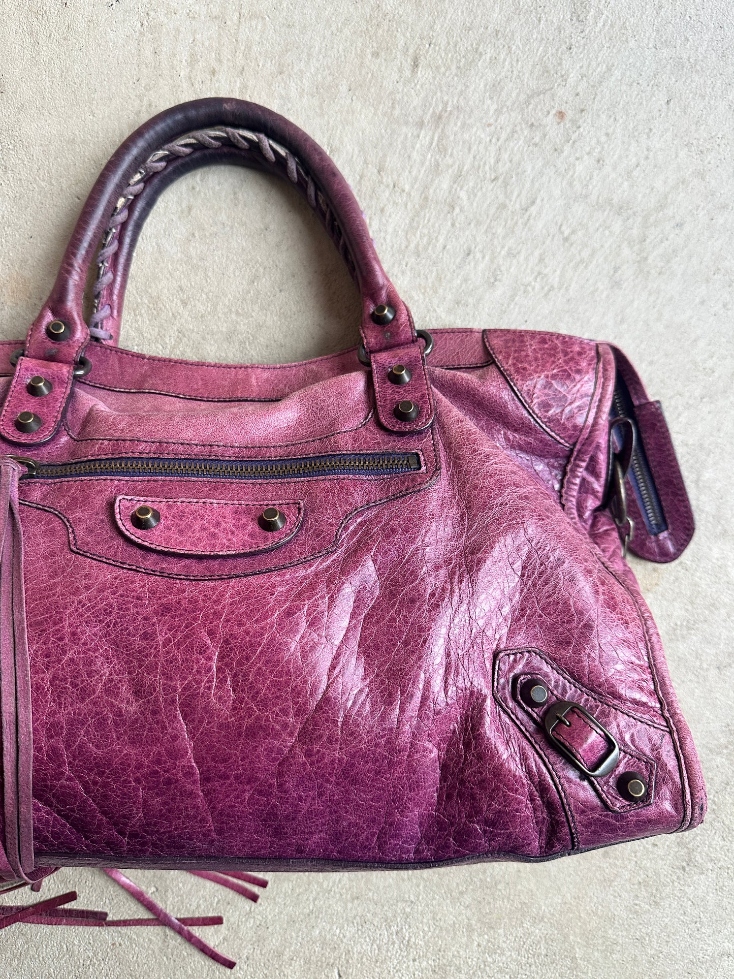 Vintage Maroon/burgundy Balenciaga City Bag