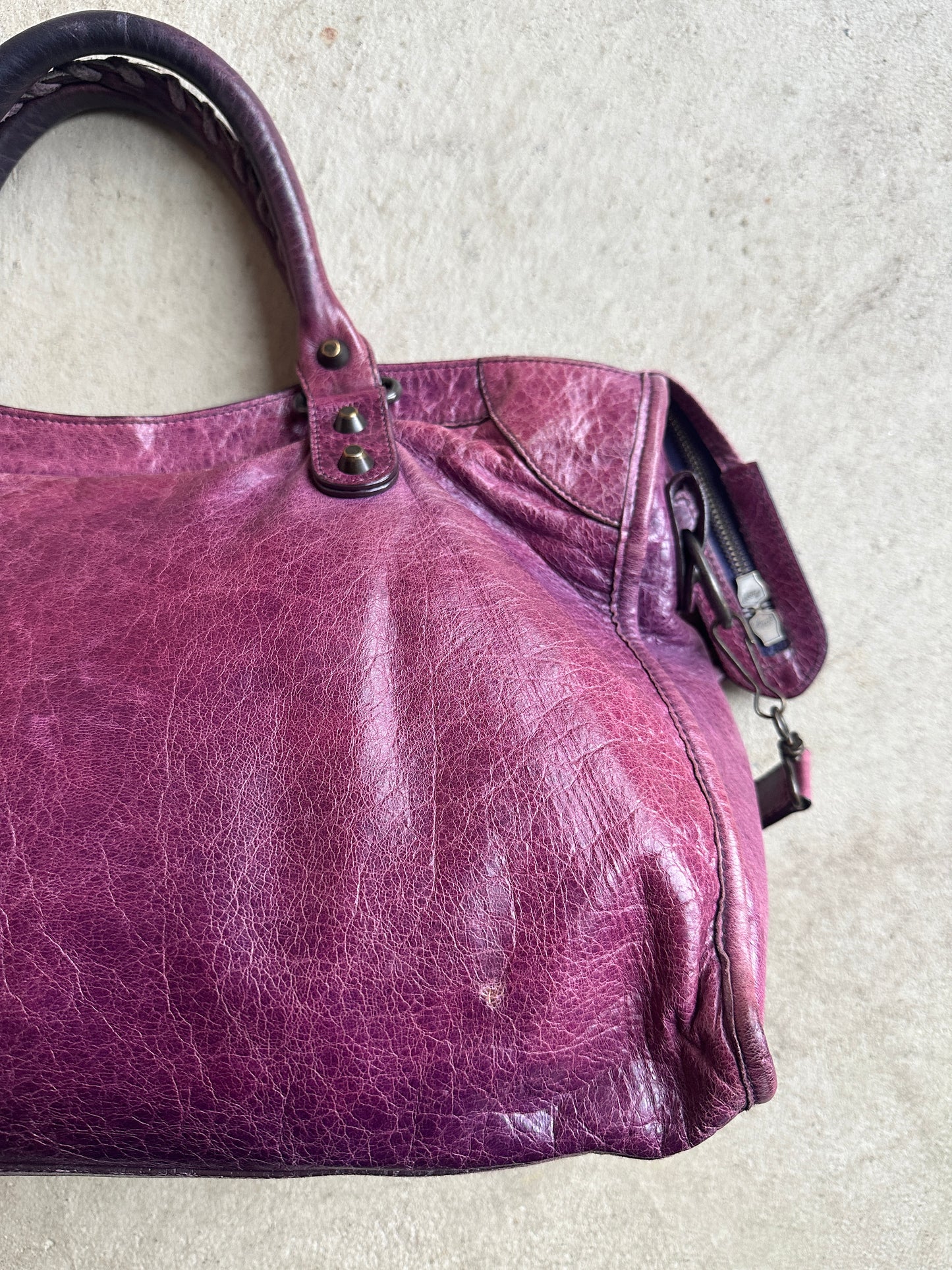 Vintage Maroon/burgundy Balenciaga City Bag