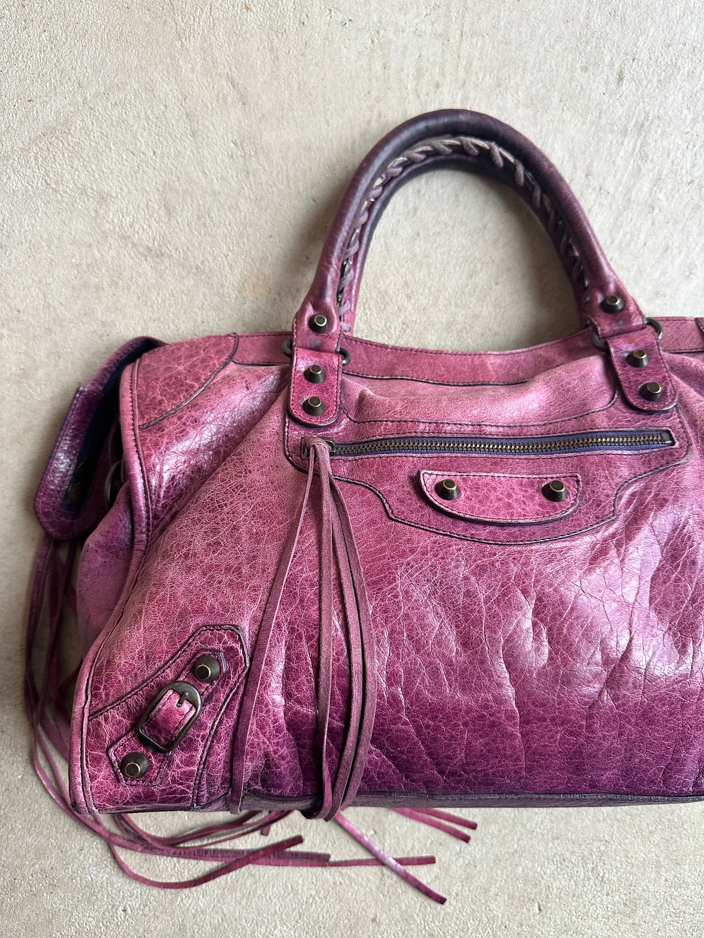 Vintage Maroon/burgundy Balenciaga City Bag