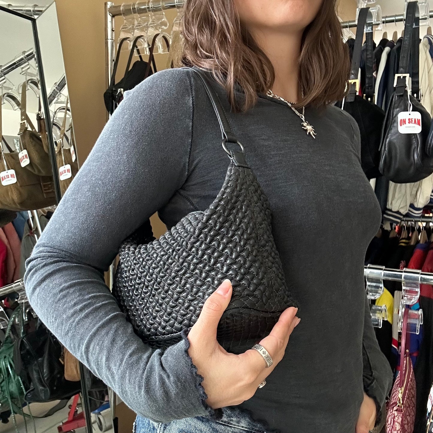 Vintage Bottega Veneta Black Mini Shoulder Bag