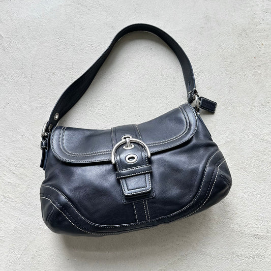 Vintage Y2K Coach Black Leather Soho Shoulder Bag