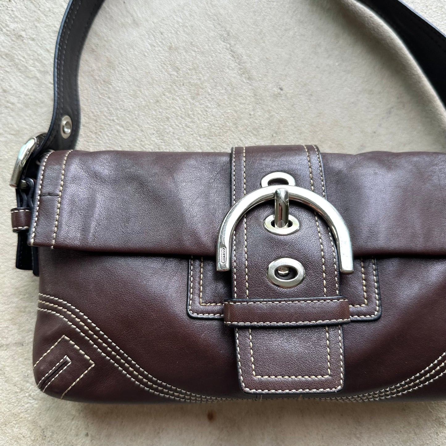 Vintage Y2K Coach Brown Leather Square Soho Shoulder Bag