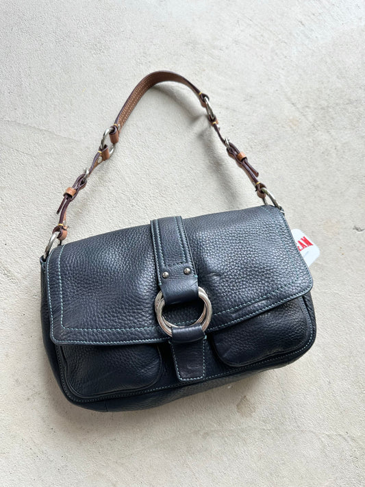 Vintage Y2K Coach Navy/Black Square Soho Style Leather Shoulder Bag