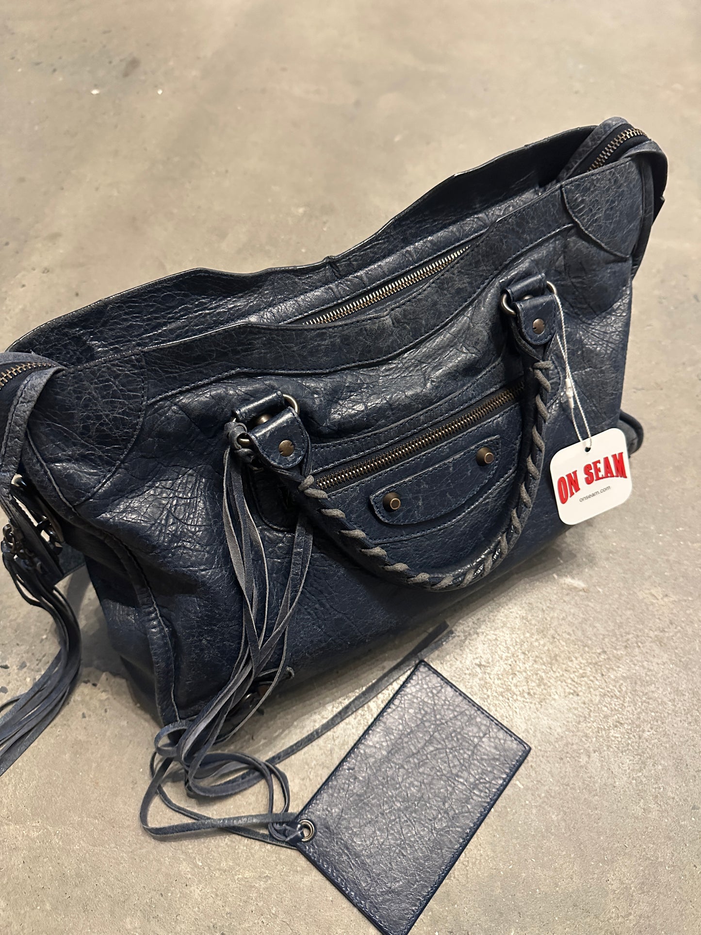 Vintage Navy Balenciaga City Bag