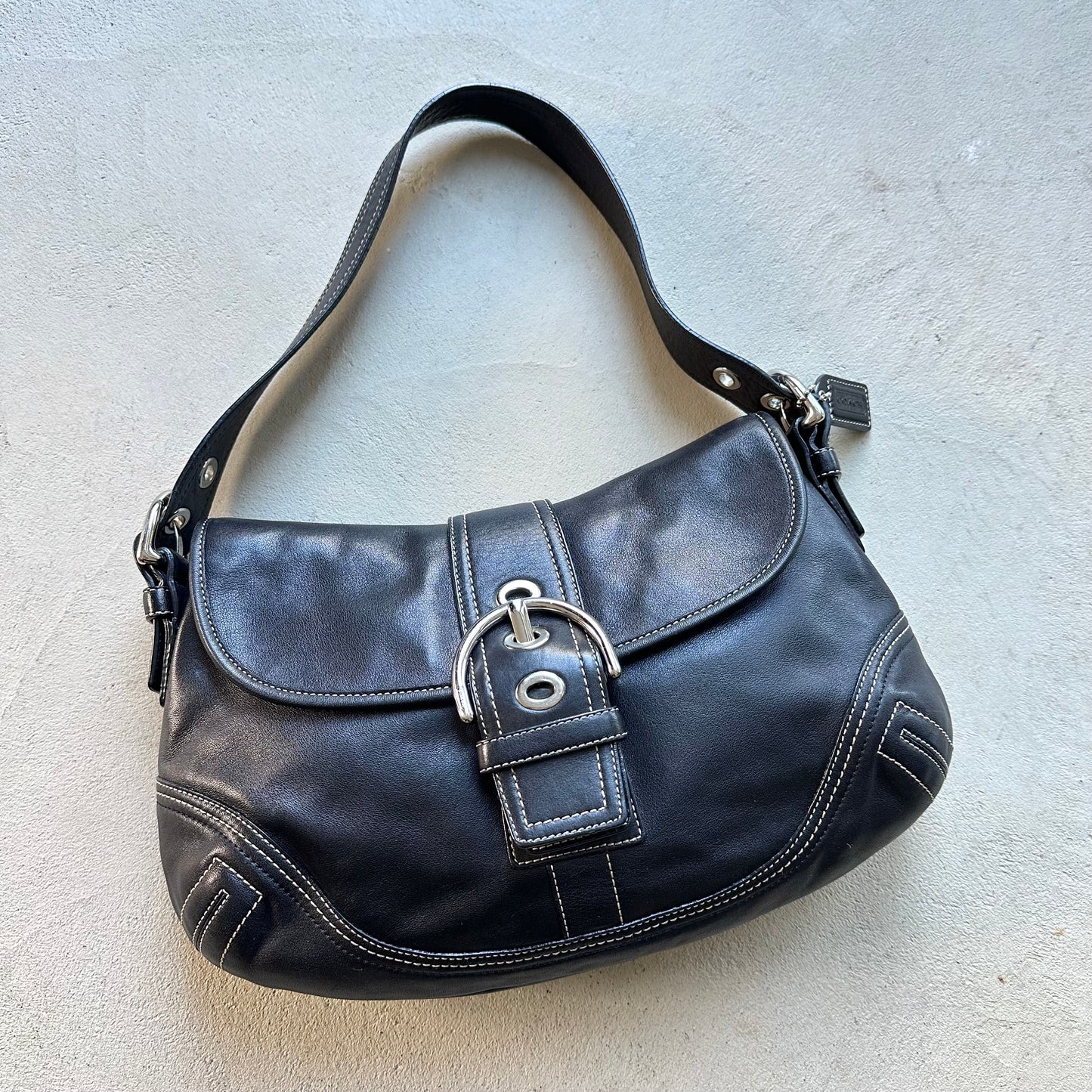 Vintage Y2K Coach Black Leather Soho Shoulder Bag