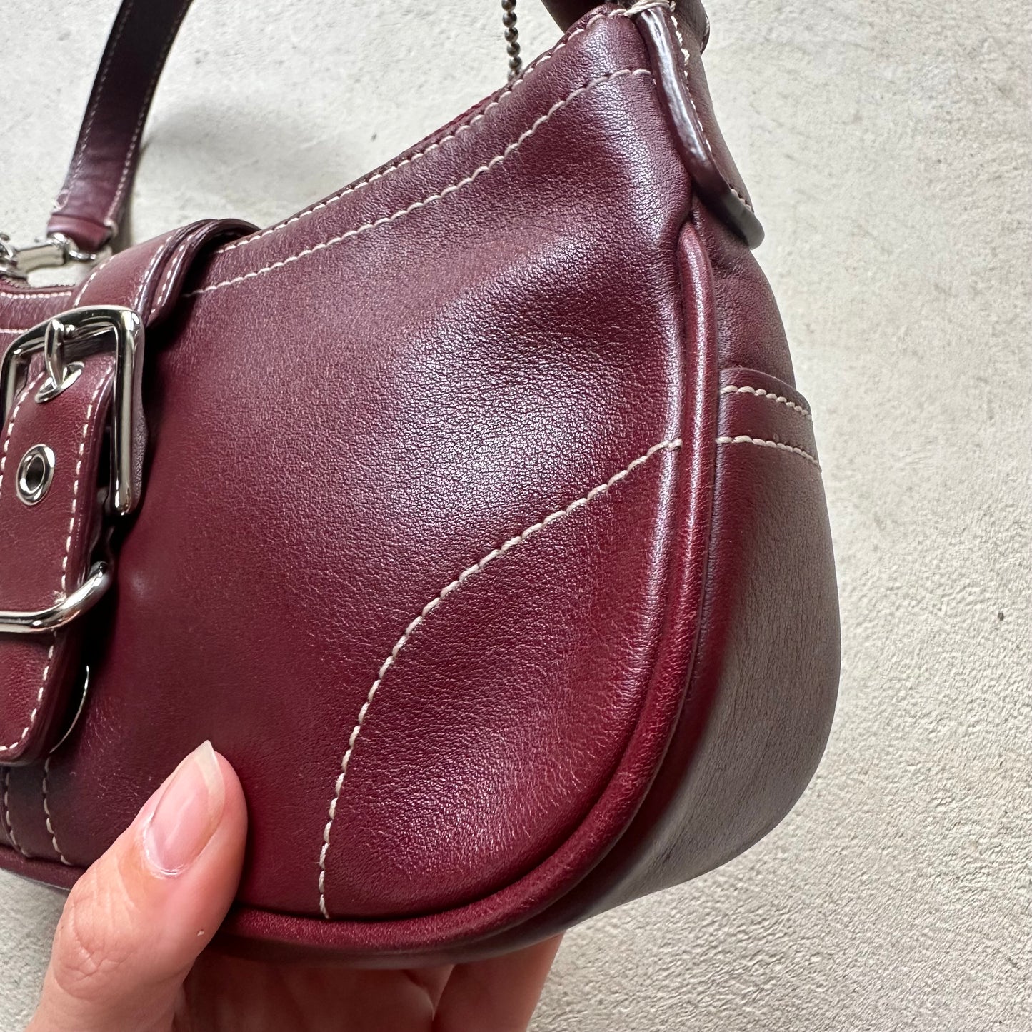 RARE Vintage Y2K Coach Maroon Leather Mini Hampton Shoulder Bag