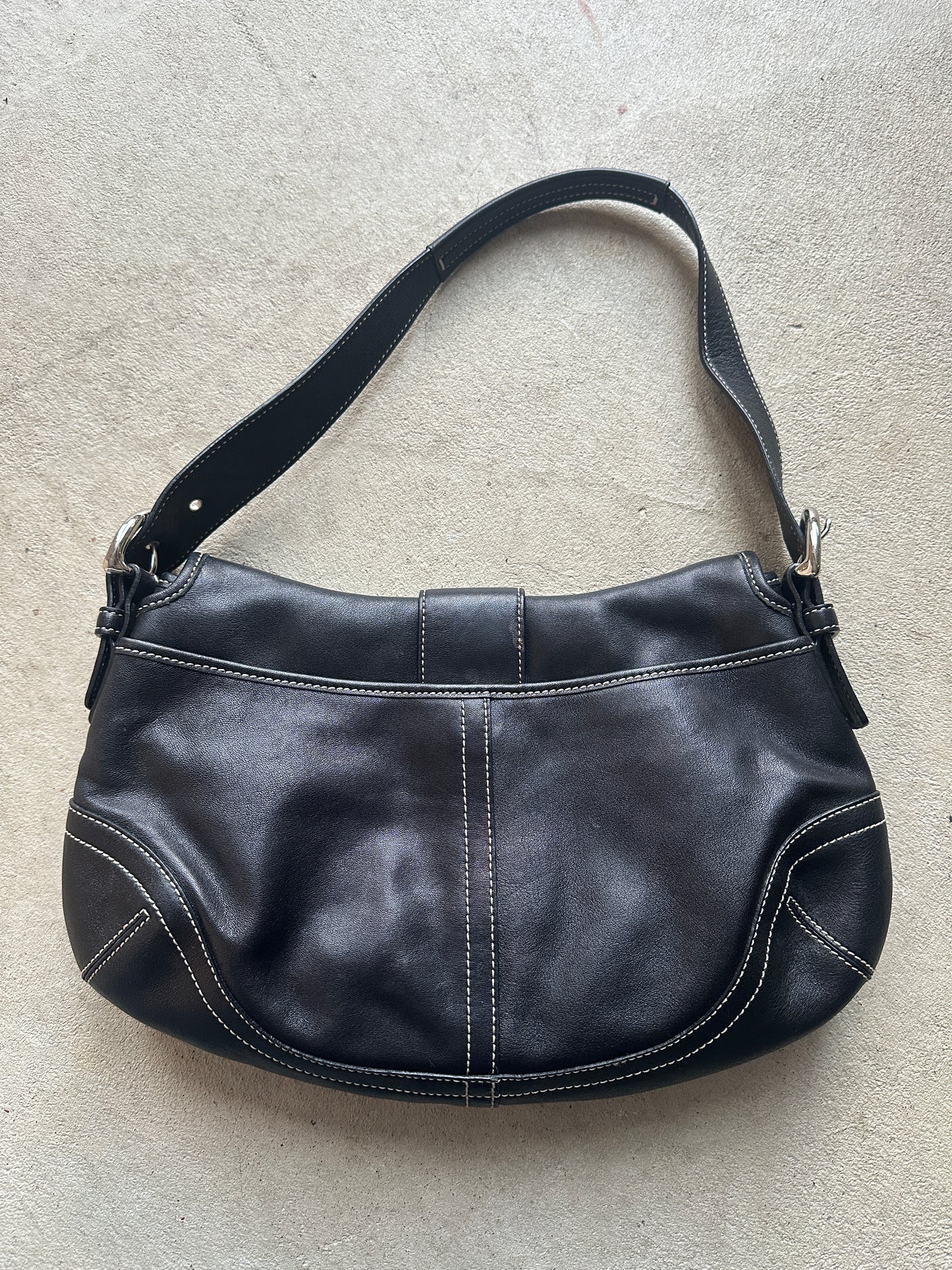 Vintage Coach Black Leather Soho Shoulder Bag
