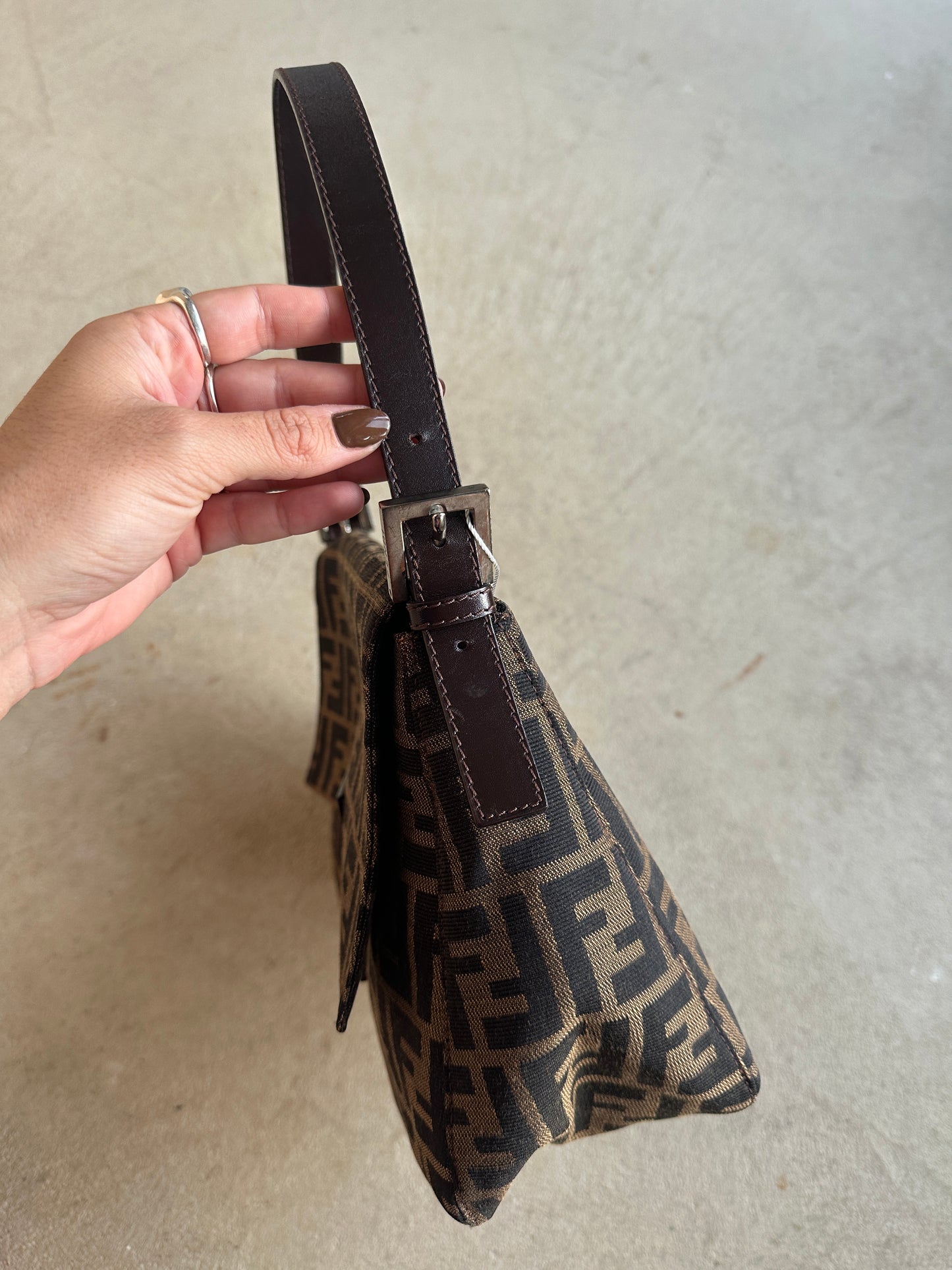 Vintage Fendi Brown Zucca Mama Baguette