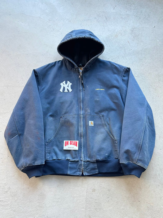Vintage Yankees Carhartt Faded Navy Hooded Jacket  -XL