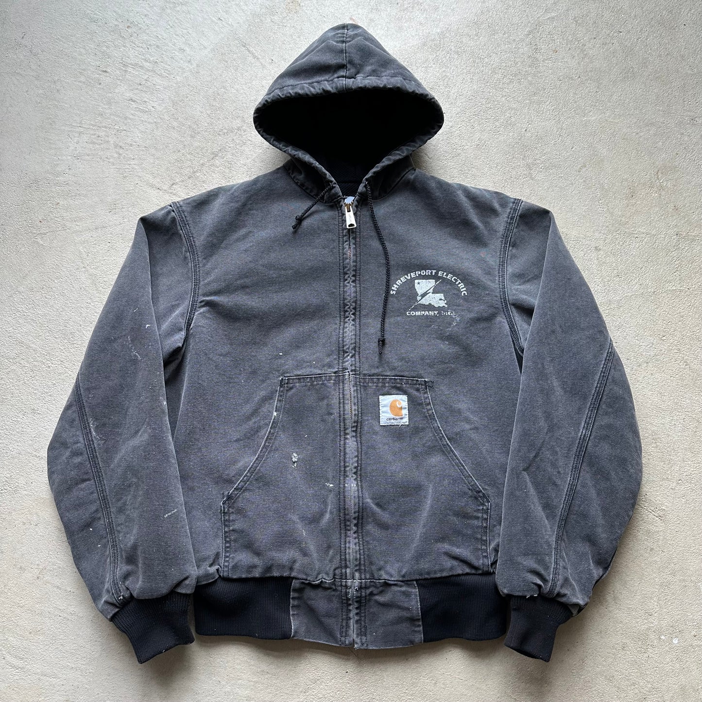 Vintage Carhartt Washed Black Hooded Jacket - S