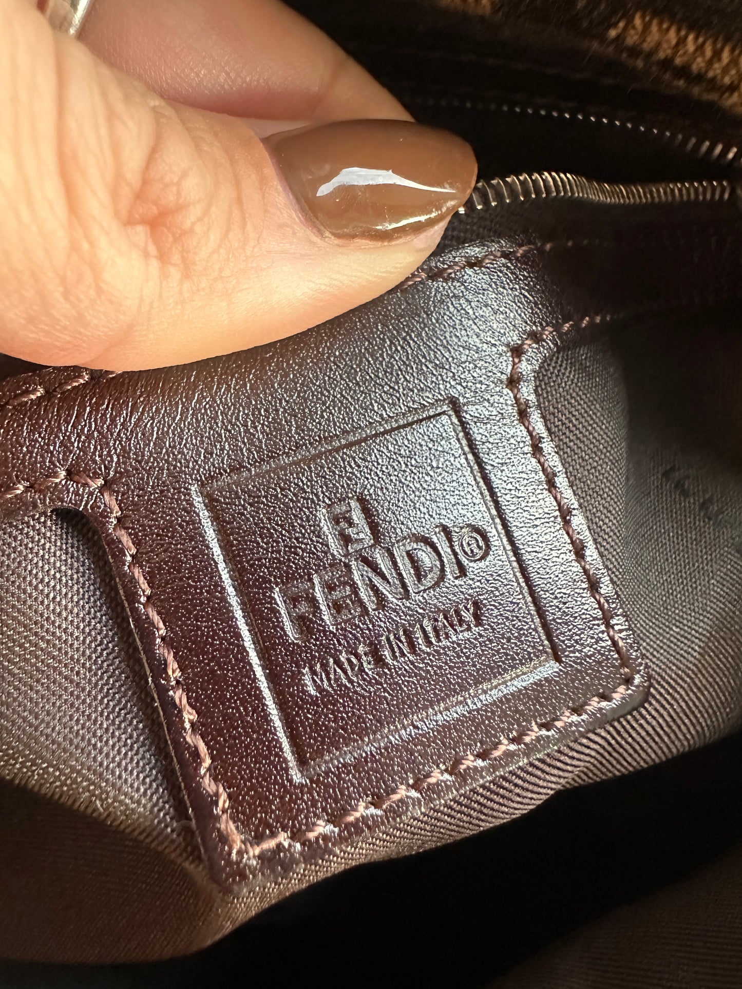 Vintage Fendi Brown Zucca Mama Baguette