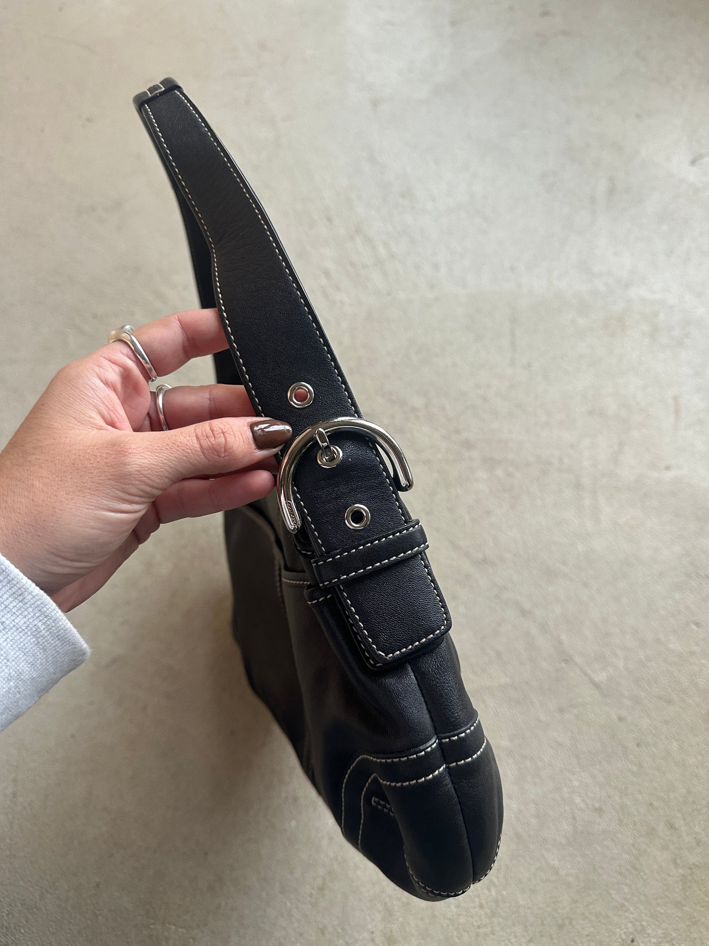 Vintage Coach Black Leather Soho Shoulder Bag