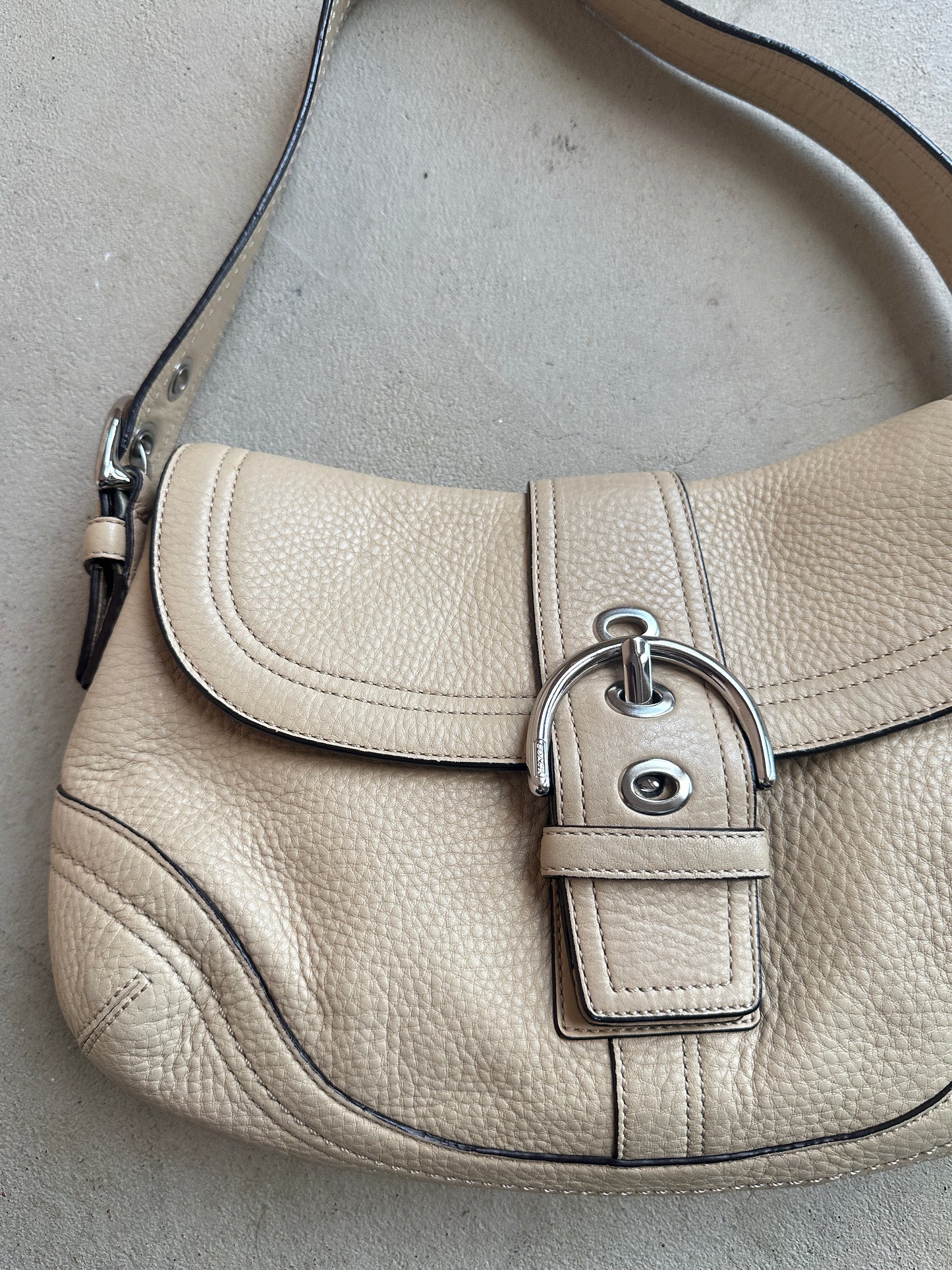 Vintage Coach Beige Soho Shoulder Bag