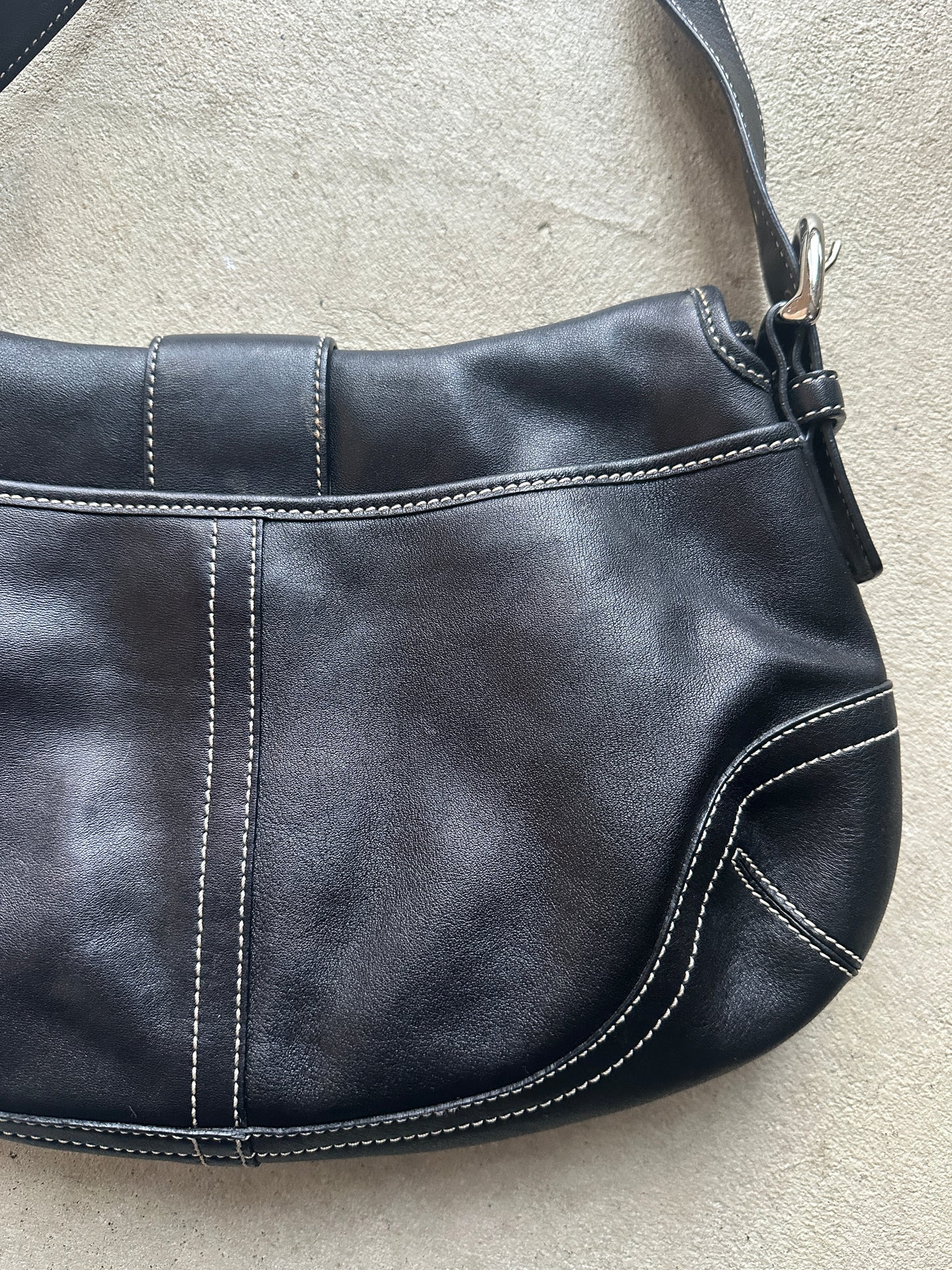 Vintage Coach Black Leather Soho Shoulder Bag