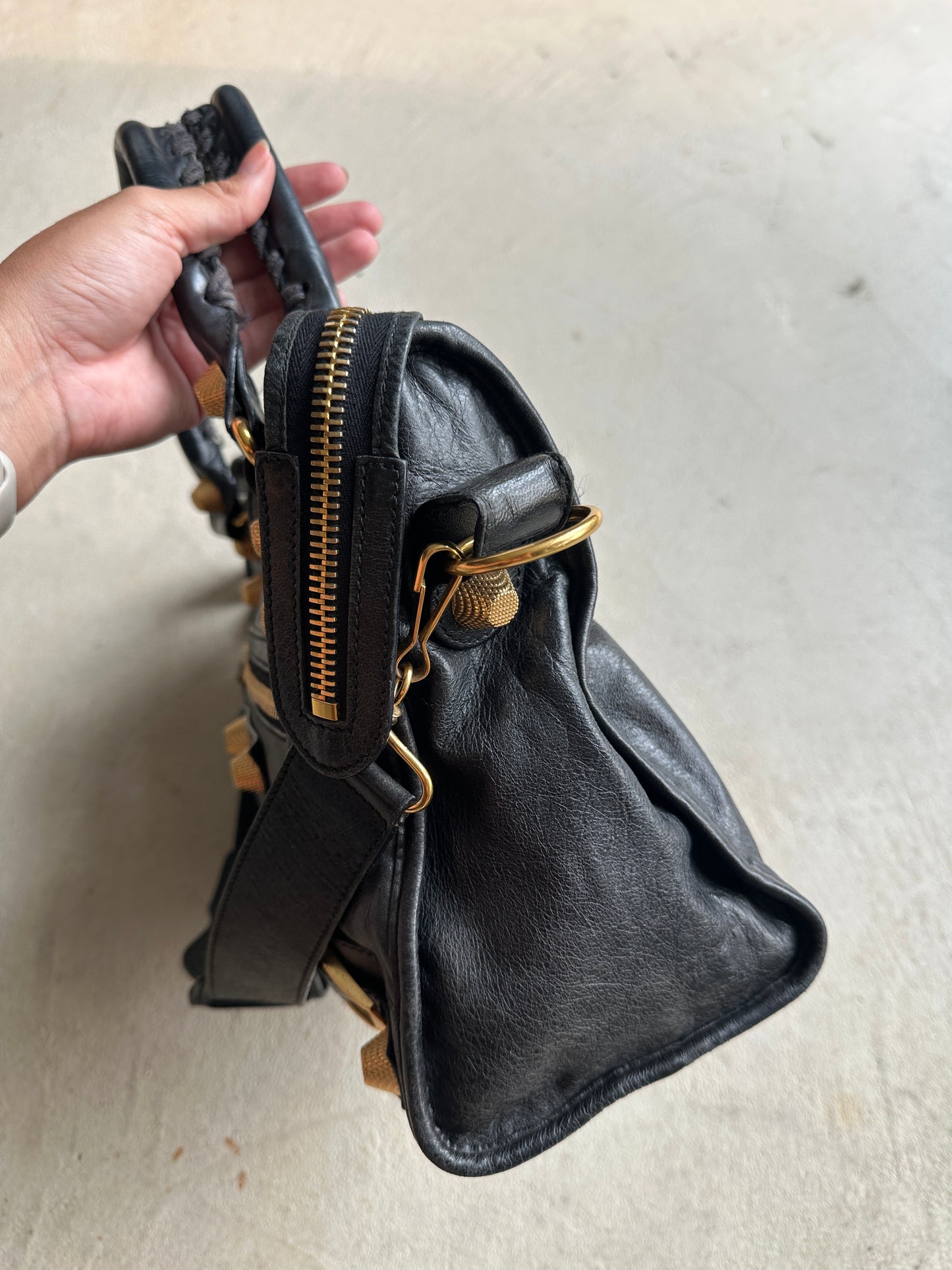 Vintage Black/Gold Balenciaga City Bag
