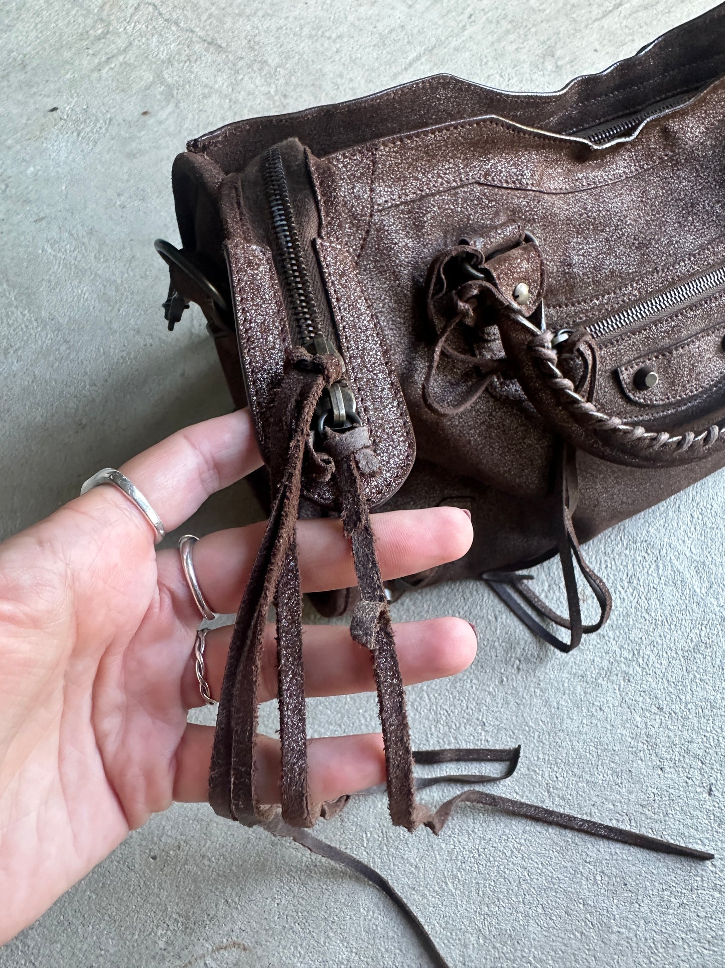 Vintage Rare Brown Metallic Balenciaga City Bag