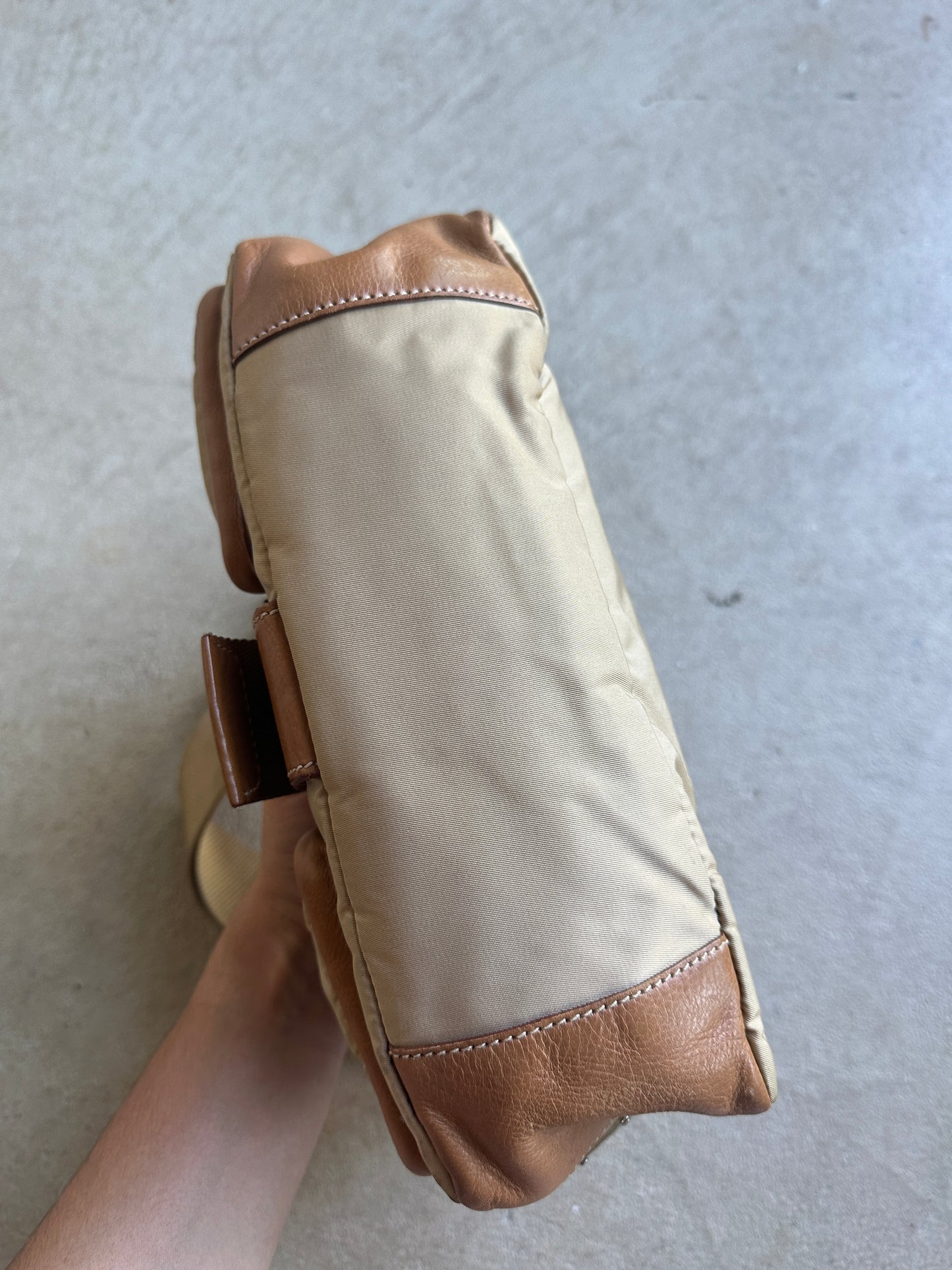 Vintage Prada Tan Leather/Nylon Cargo Bag