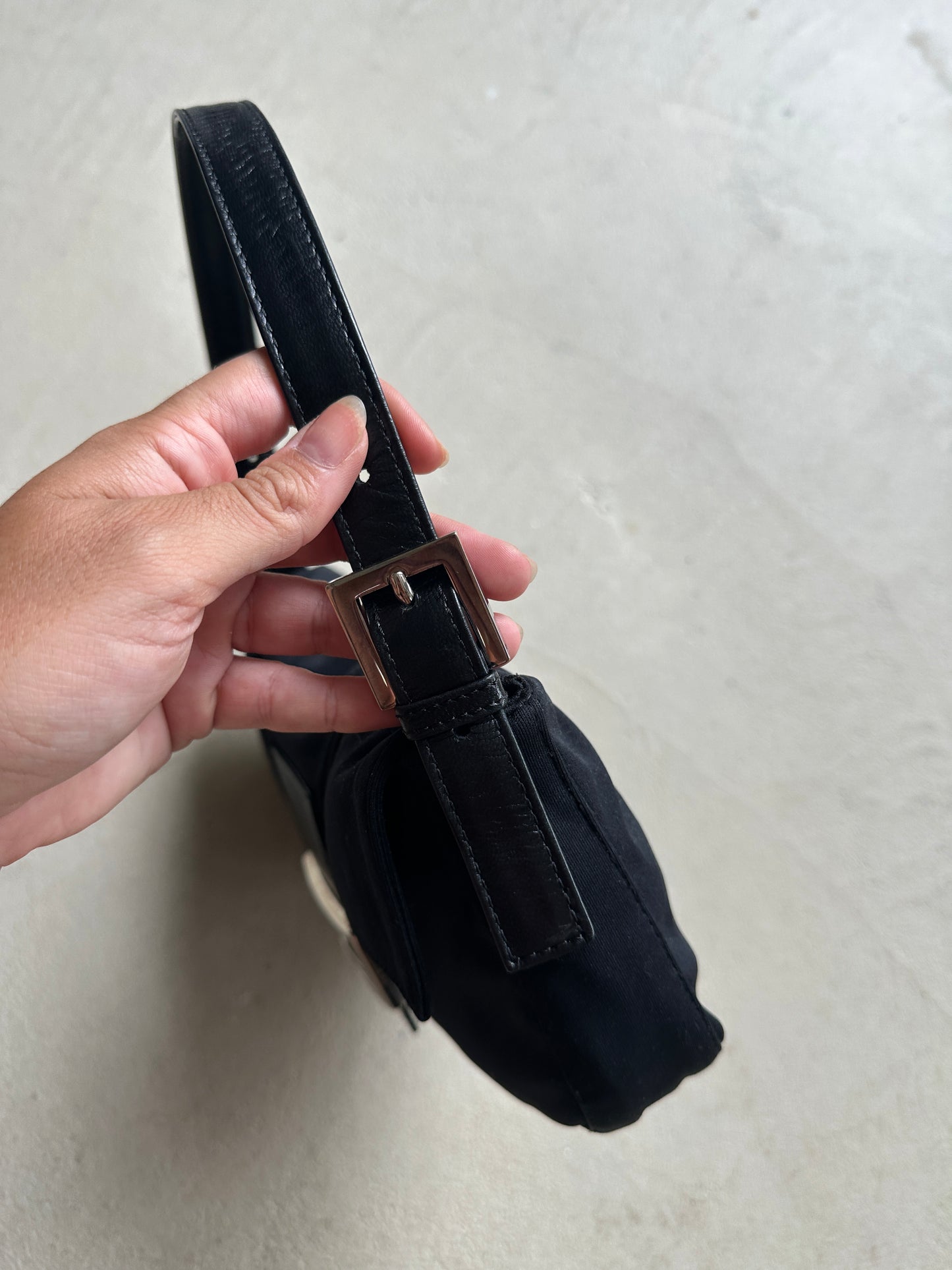 Vintage Fendi Black Nylon Baguette
