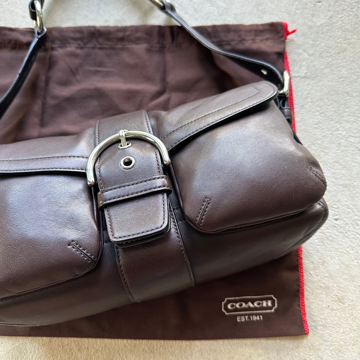 Vintage Y2K Coach Brown Square Soho Leather Shoulder Bag