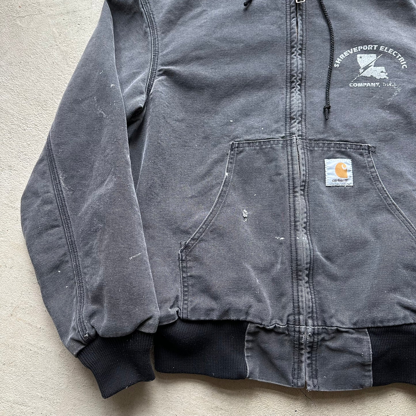 Vintage Carhartt Washed Black Hooded Jacket - S