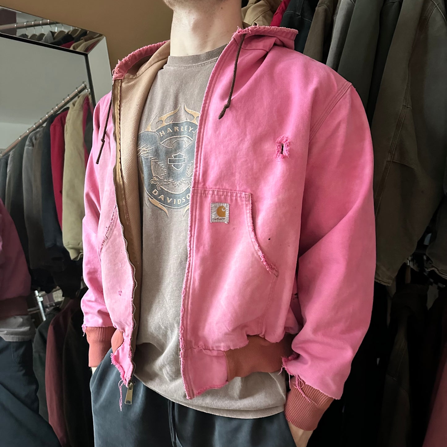 Vintage Carhartt Pink Hooded Jacket - L