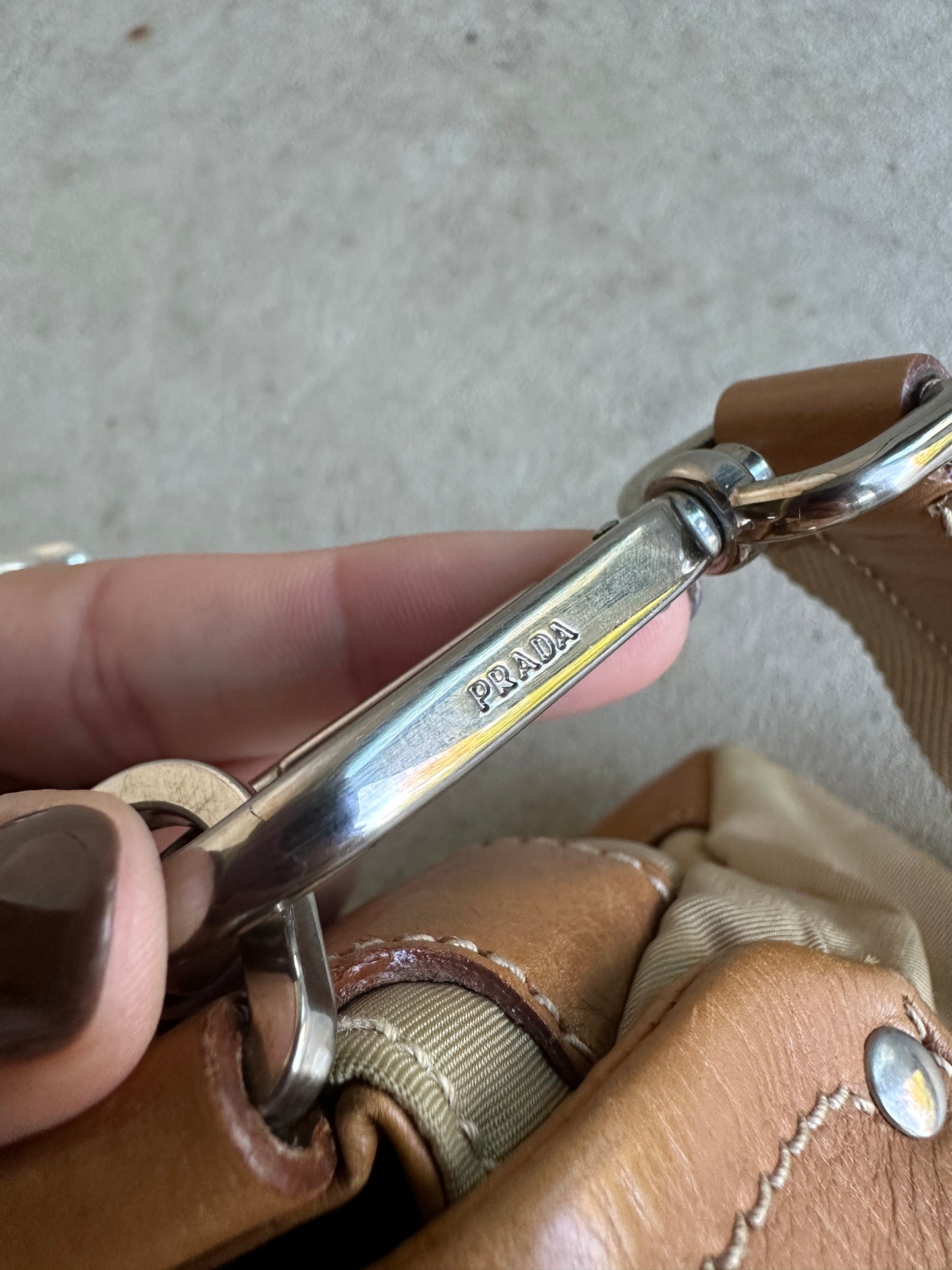Vintage Prada Tan Leather/Nylon Cargo Bag