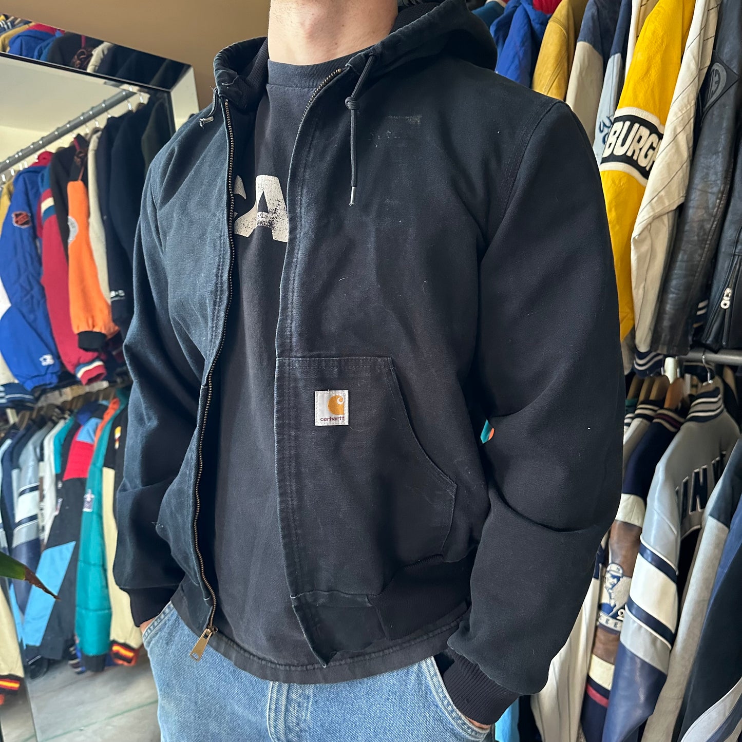 Vintage Carhartt Black Hooded Jacket - S