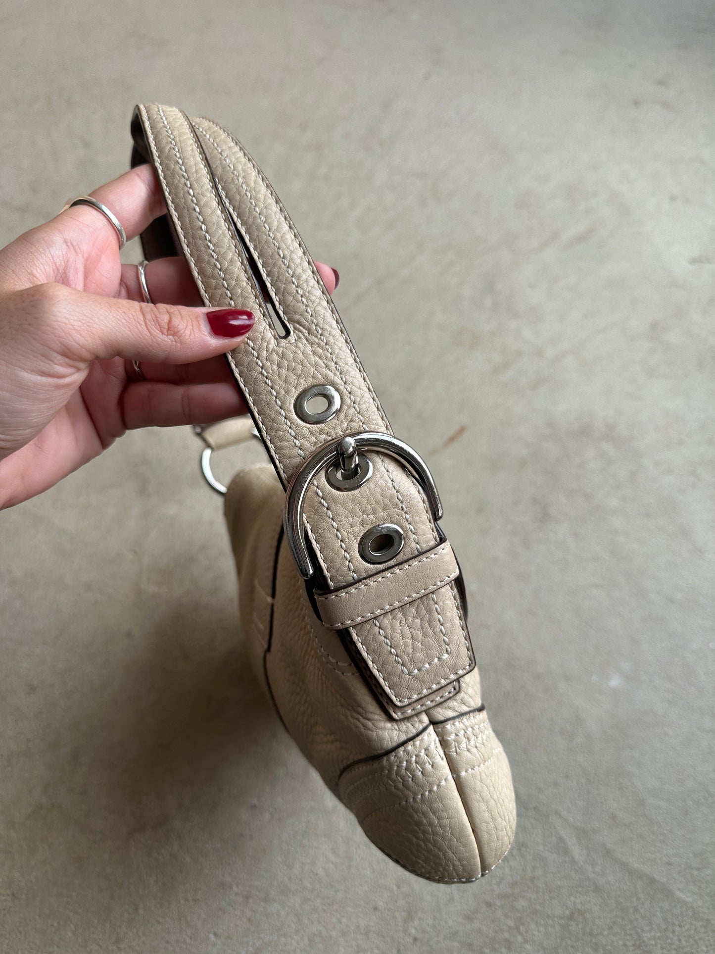 Vintage Coach Beige Mini Soho Shoulder Bag