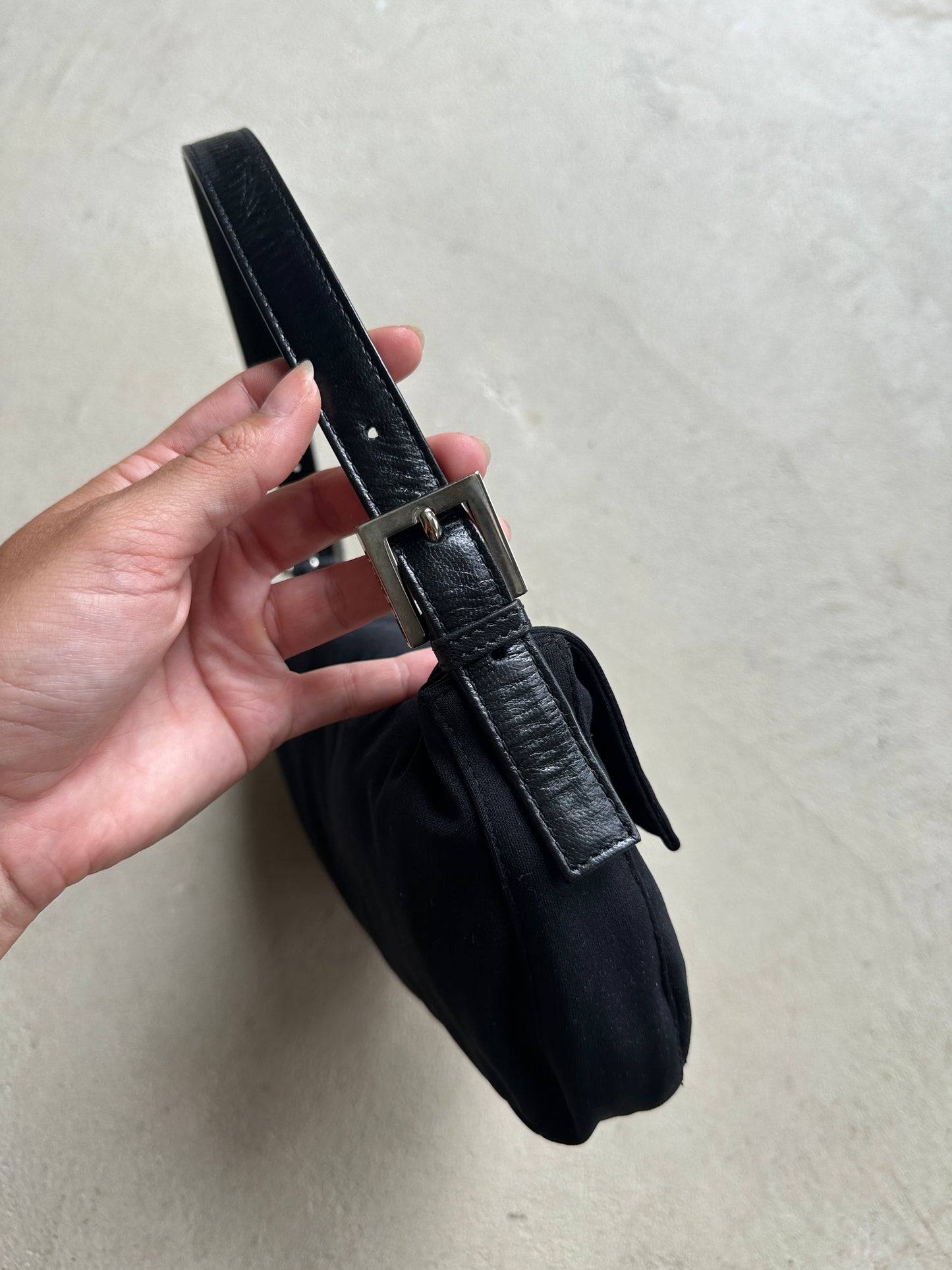 Vintage Fendi Black Nylon Baguette