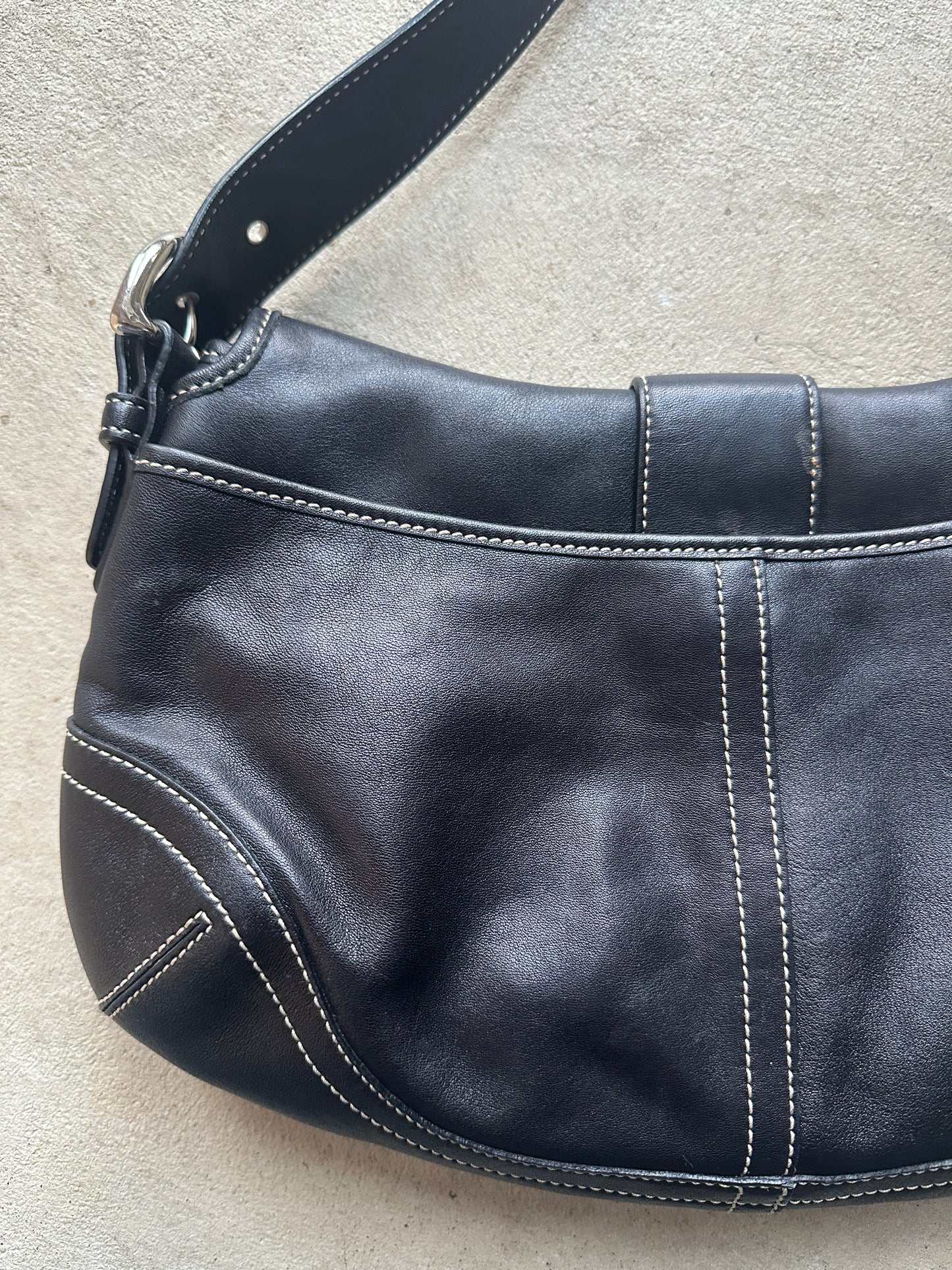 Vintage Coach Black Leather Soho Shoulder Bag