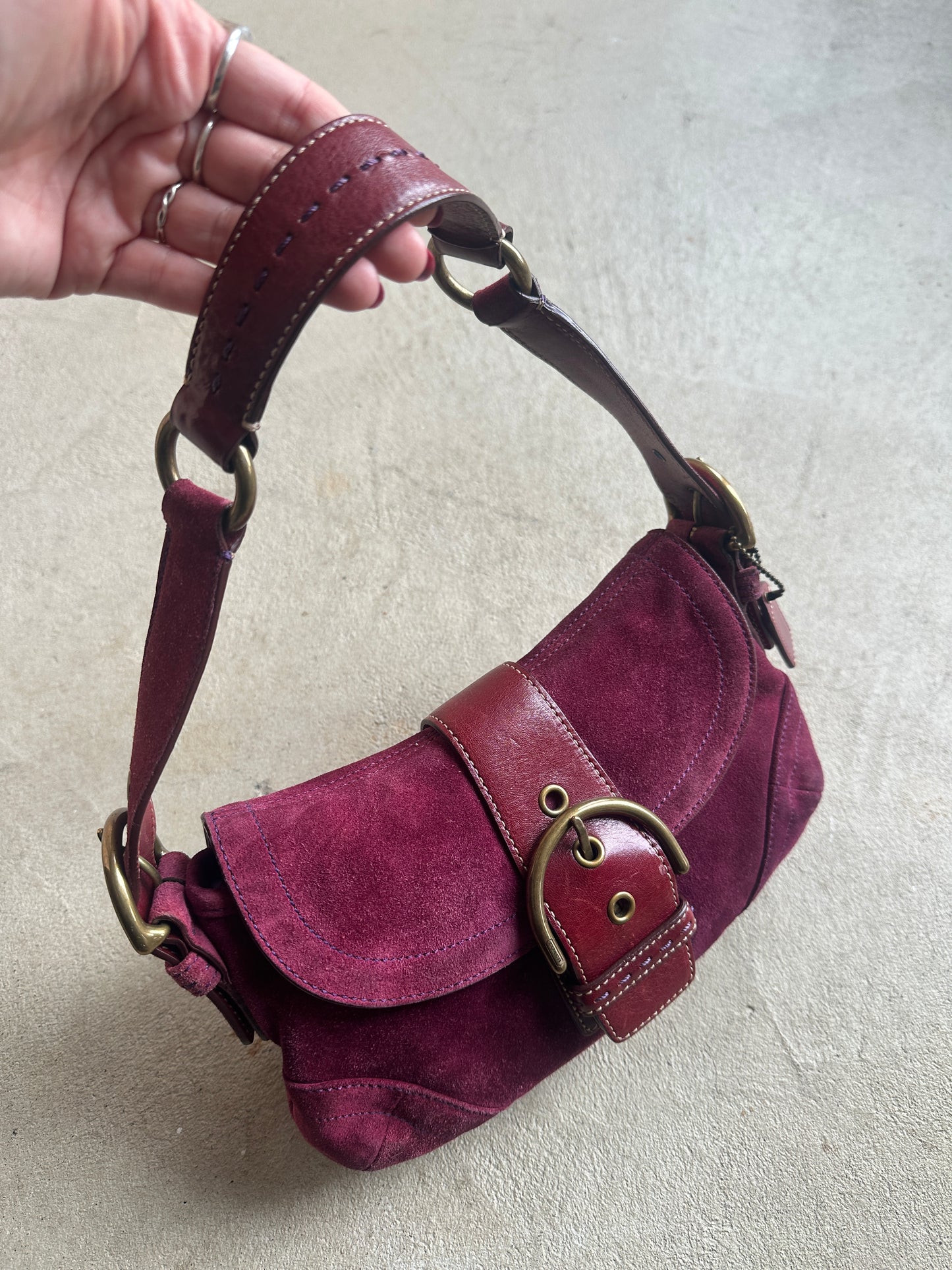 Vintage Purple Suede Coach Soho Mini Shoulder Bag