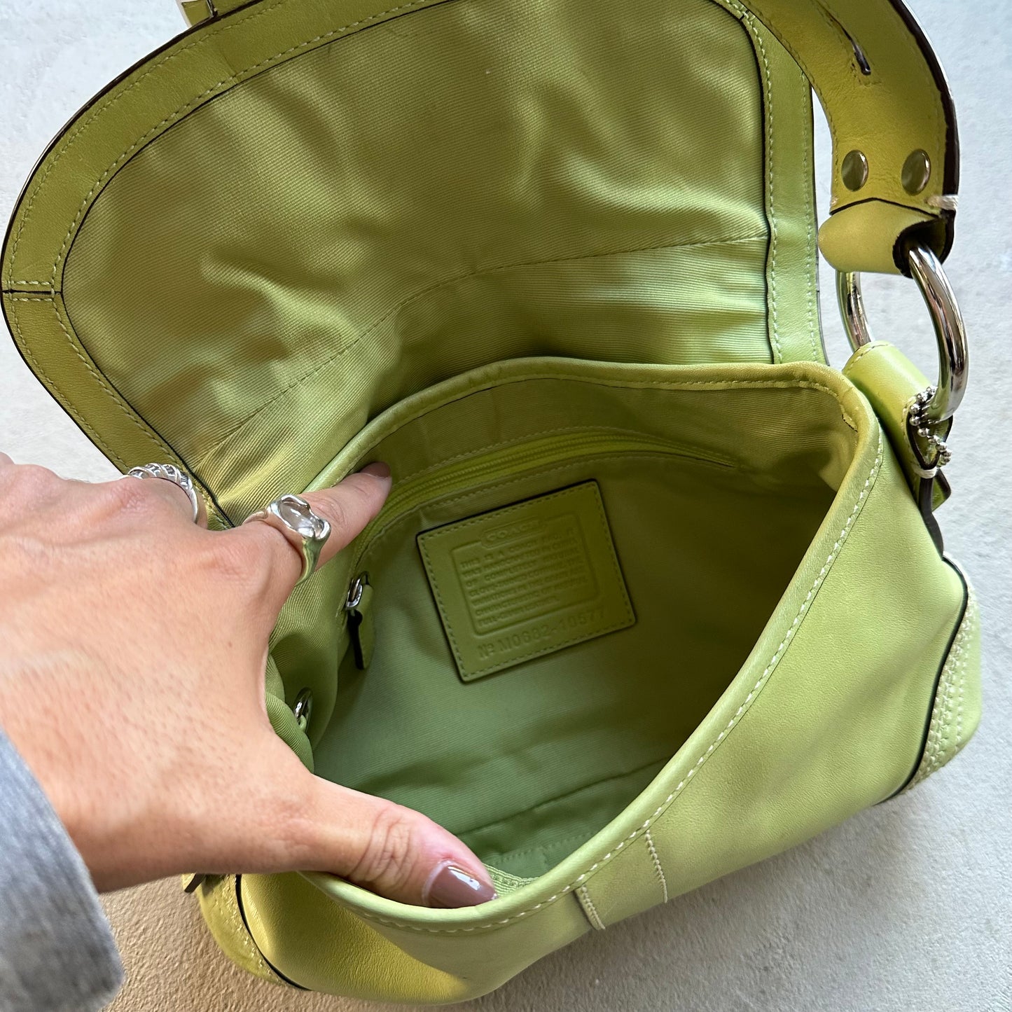 Vintage Y2K Coach Lime Green Mini Soho Leather Shoulder Bag