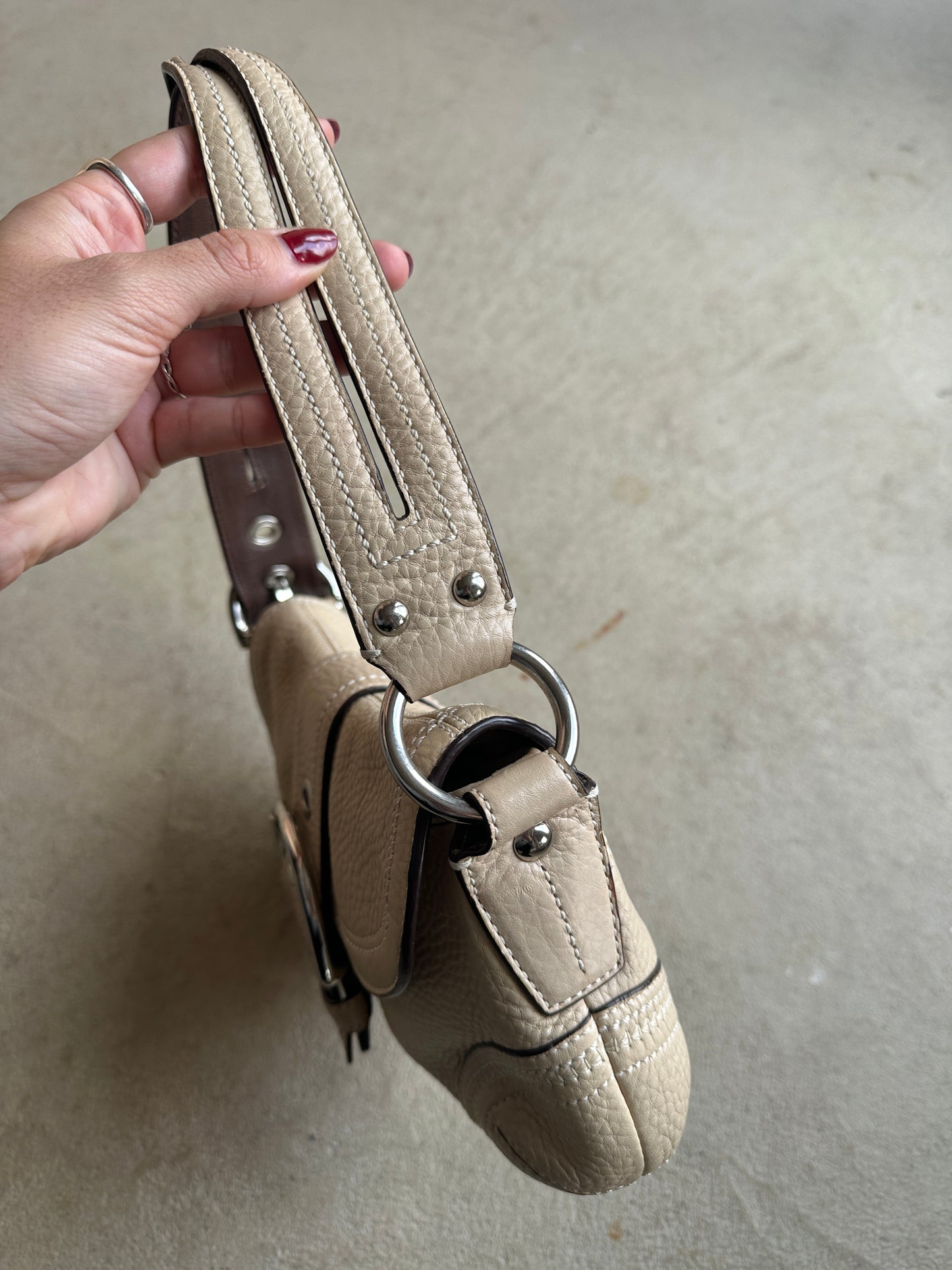 Vintage Coach Beige Mini Soho Shoulder Bag