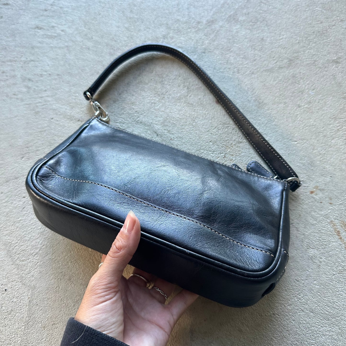 Vintage Y2K Coach Demi Black Leather Shoulder Bag