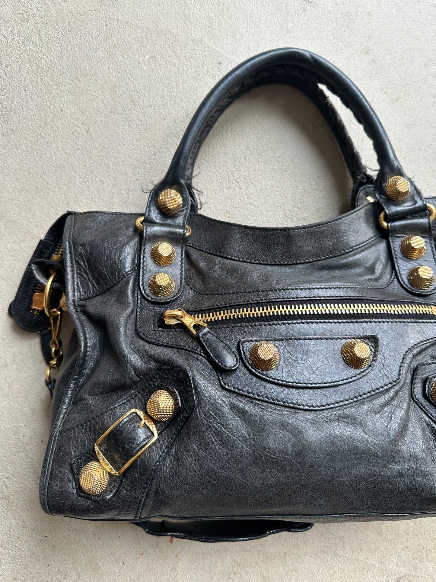 Vintage Black/Gold Balenciaga City Bag