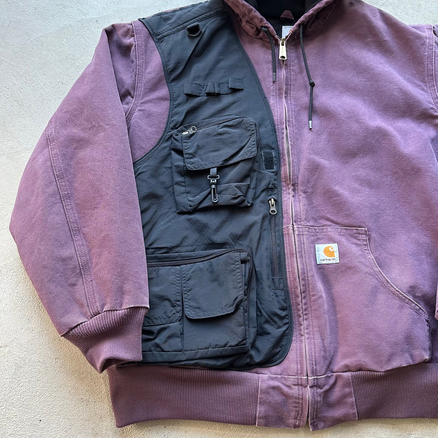 Vintage Carhartt Purple Cargo Vest Hooded Jacket