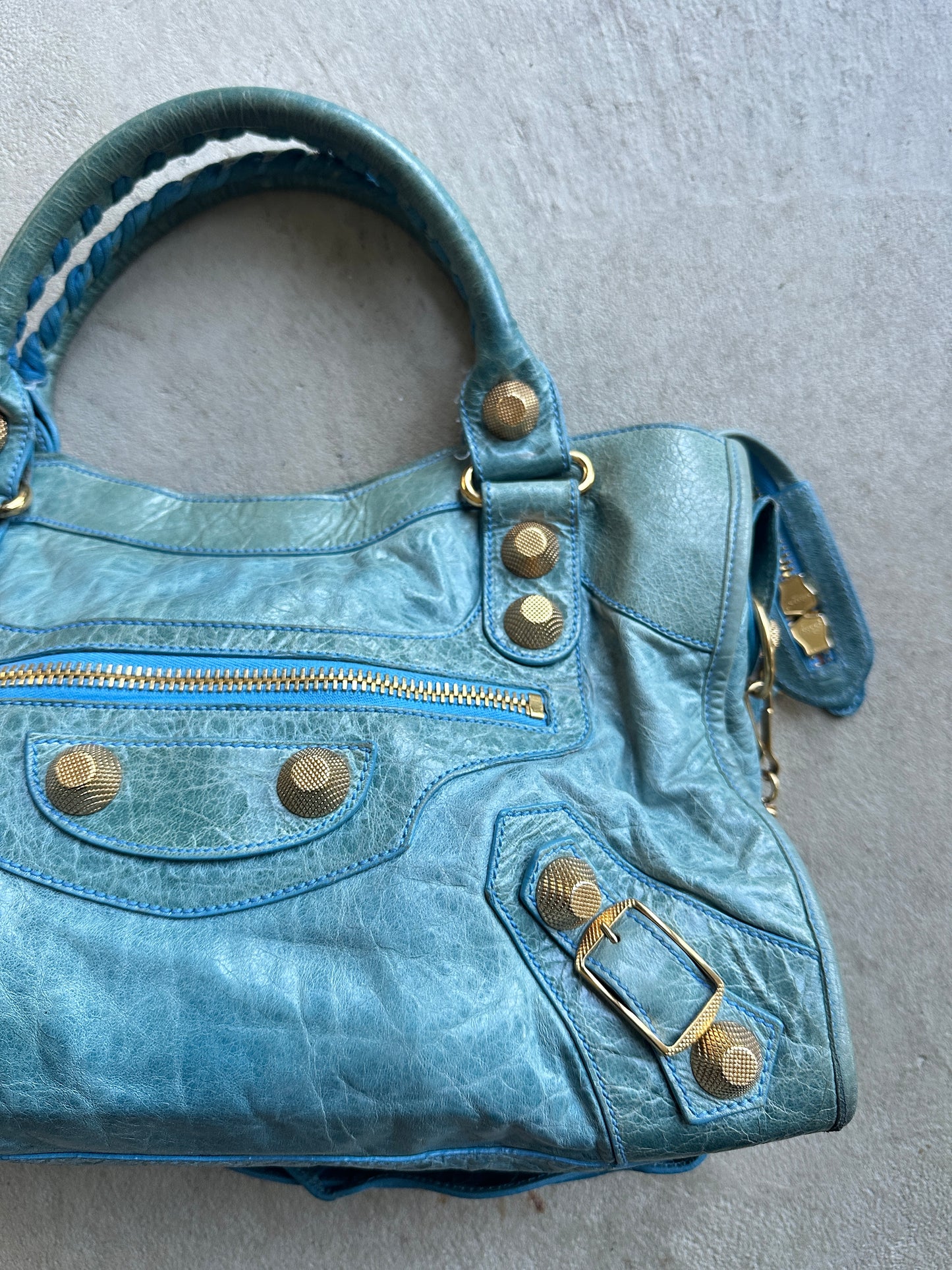 Vintage Faded Blue Balenciaga City Bag