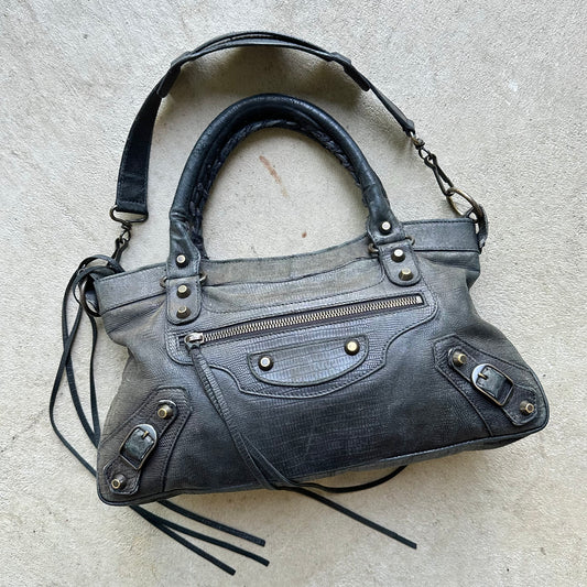 Vintage Y2K Balenciaga Black Leather Mini City Shoulder Bag
