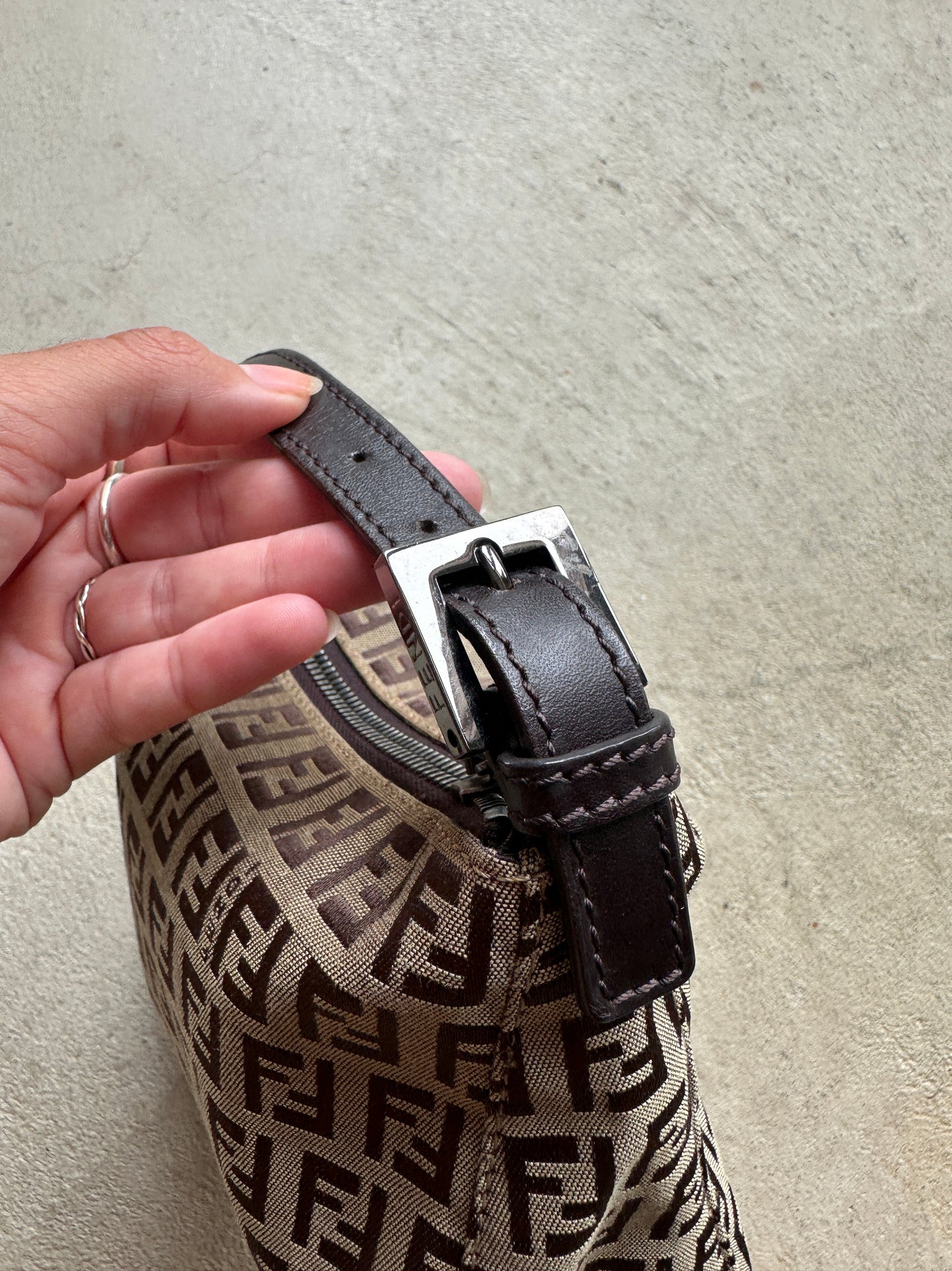 Vintage Fendi Brown Zucchino Mini Hand Bag
