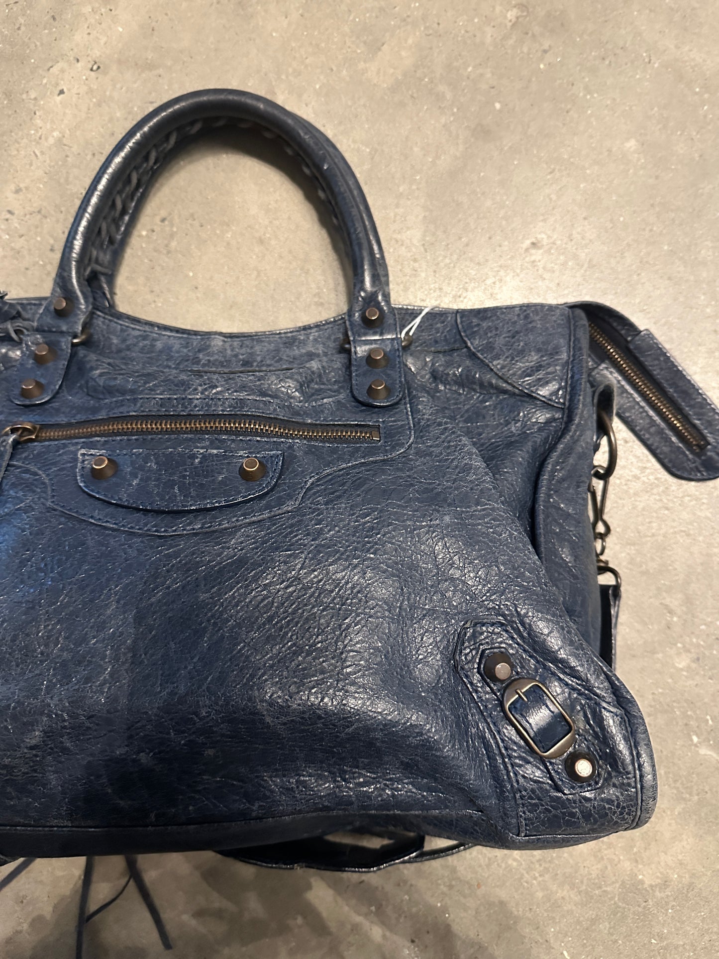 Vintage Navy Balenciaga City Bag