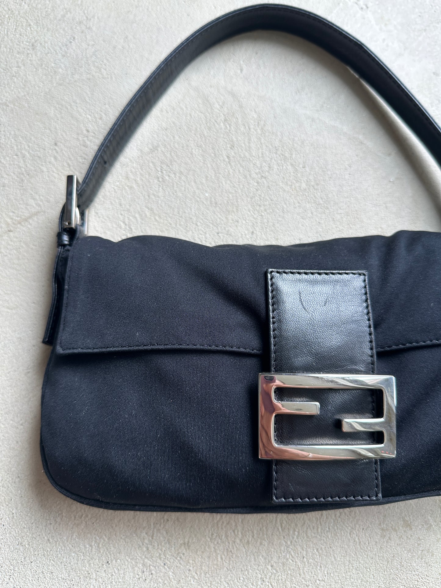 Vintage Fendi Black Nylon Baguette