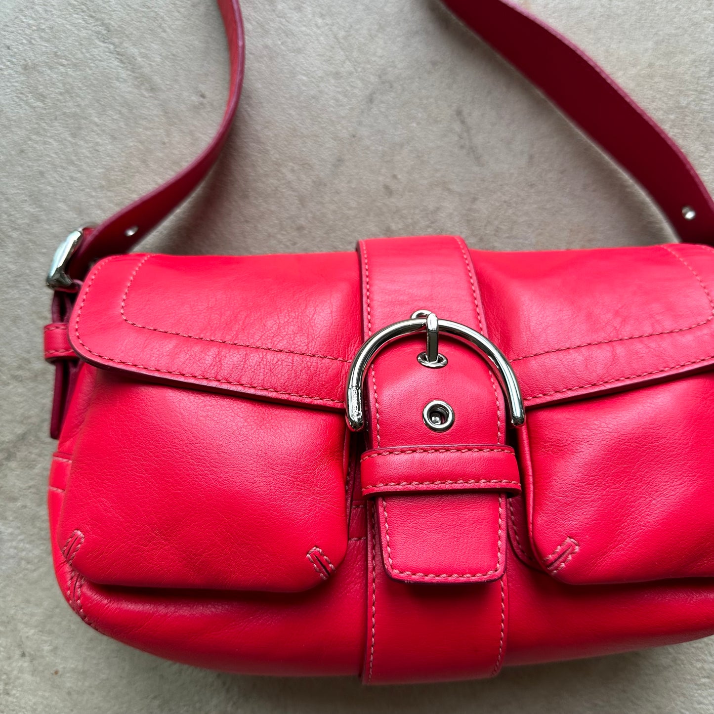 Vintage Y2K Coach Red Mini Leather Square Soho Shoulder Bag