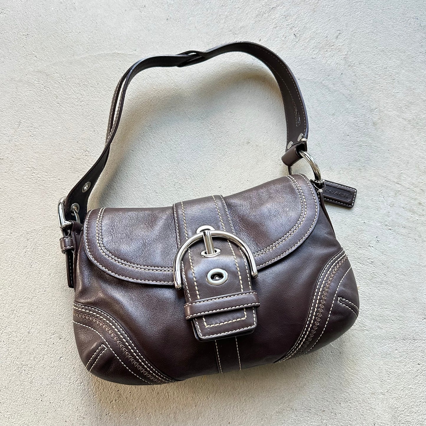 Vintage Y2K Coach Brown Mini Soho Leather Shoulder Bag