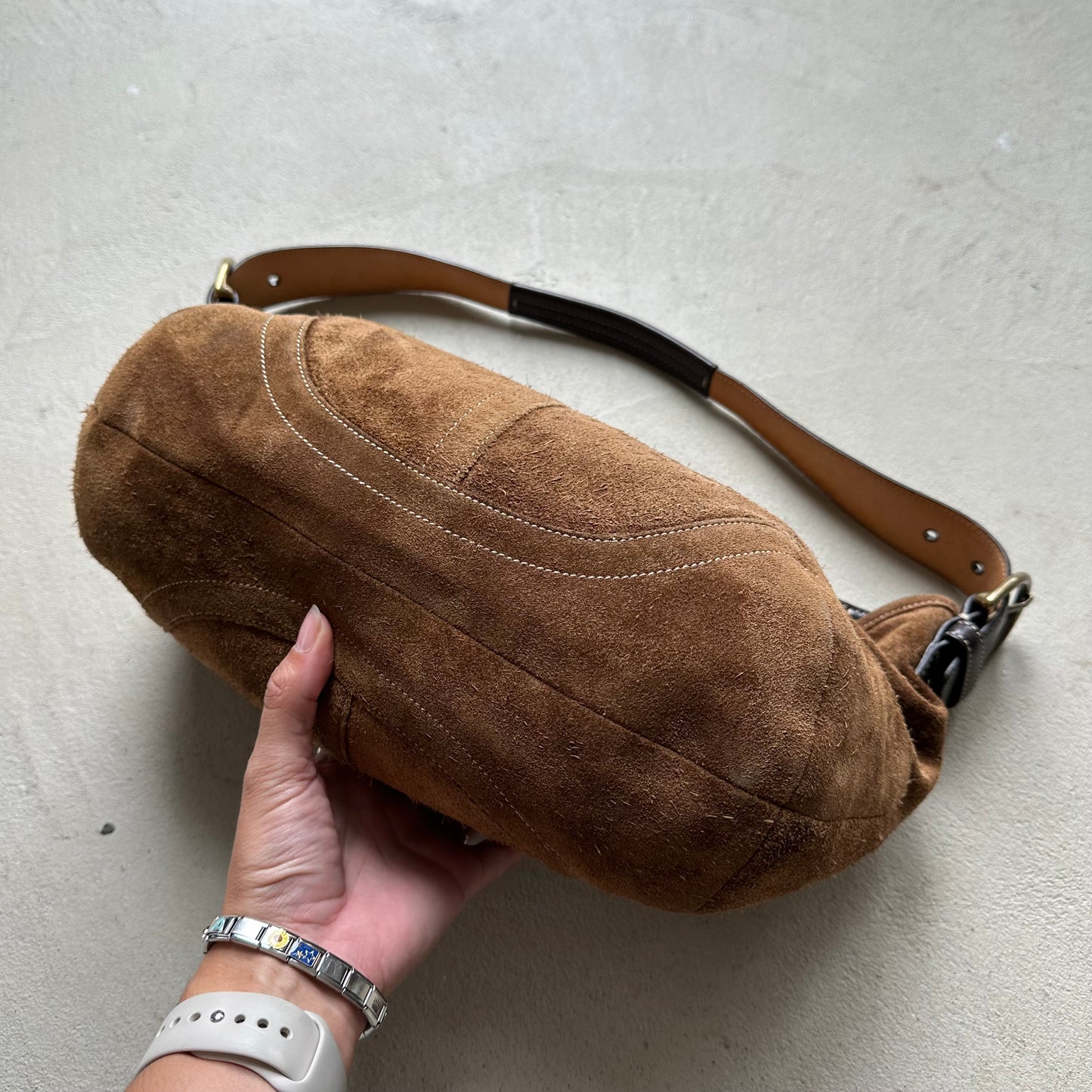 Vintage Y2K Coach Brown Suede Big Croissant Shoulder Bag