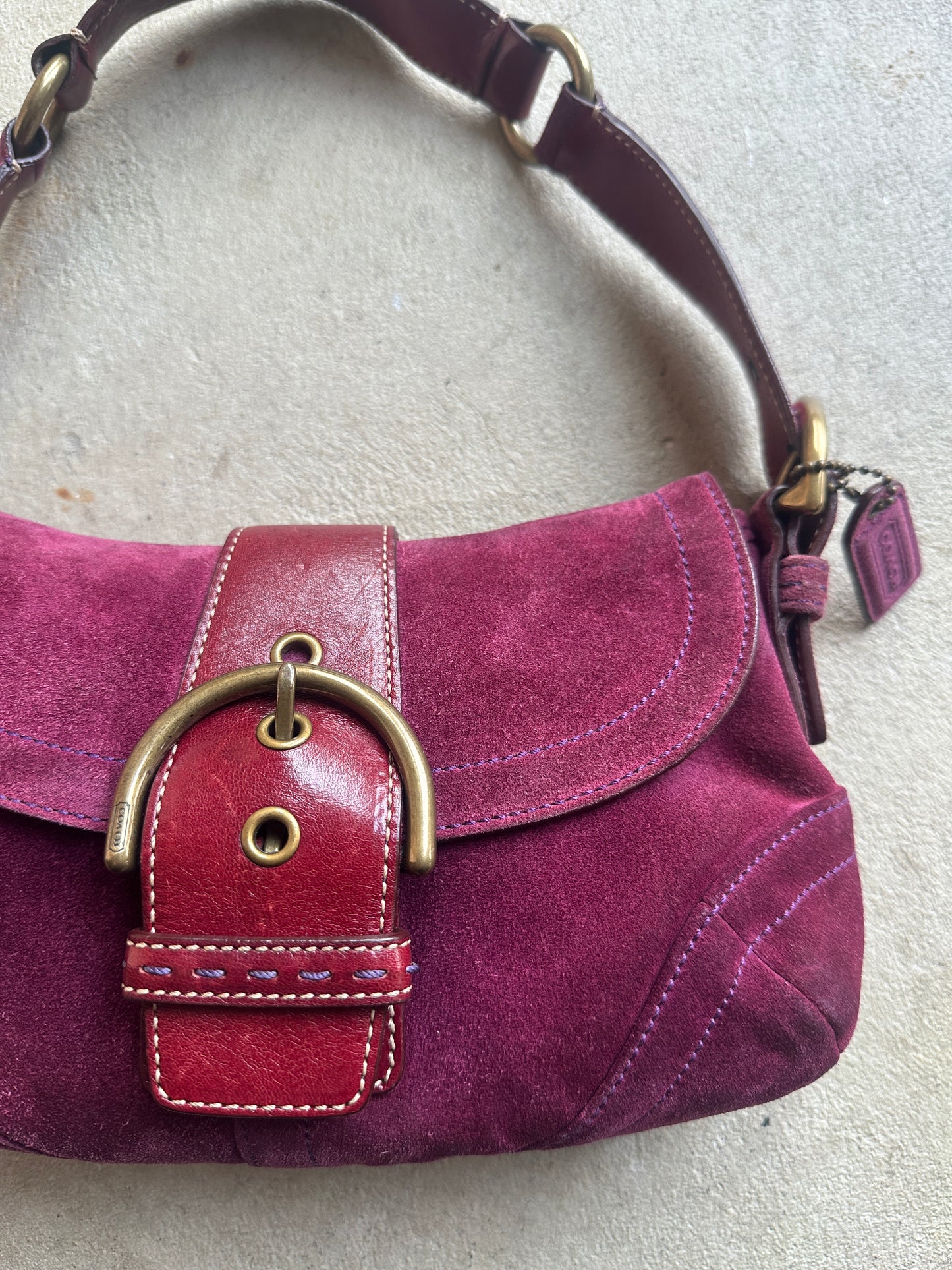 Vintage Purple Suede Coach Soho Mini Shoulder Bag