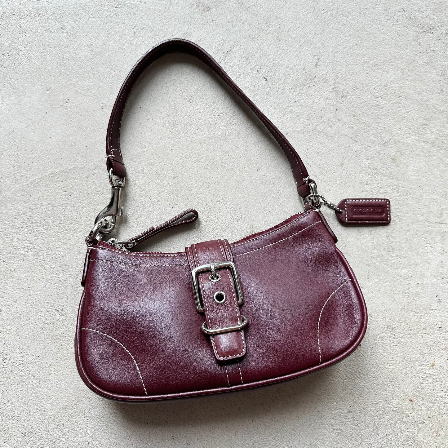 RARE Vintage Y2K Coach Maroon Leather Mini Hampton Shoulder Bag