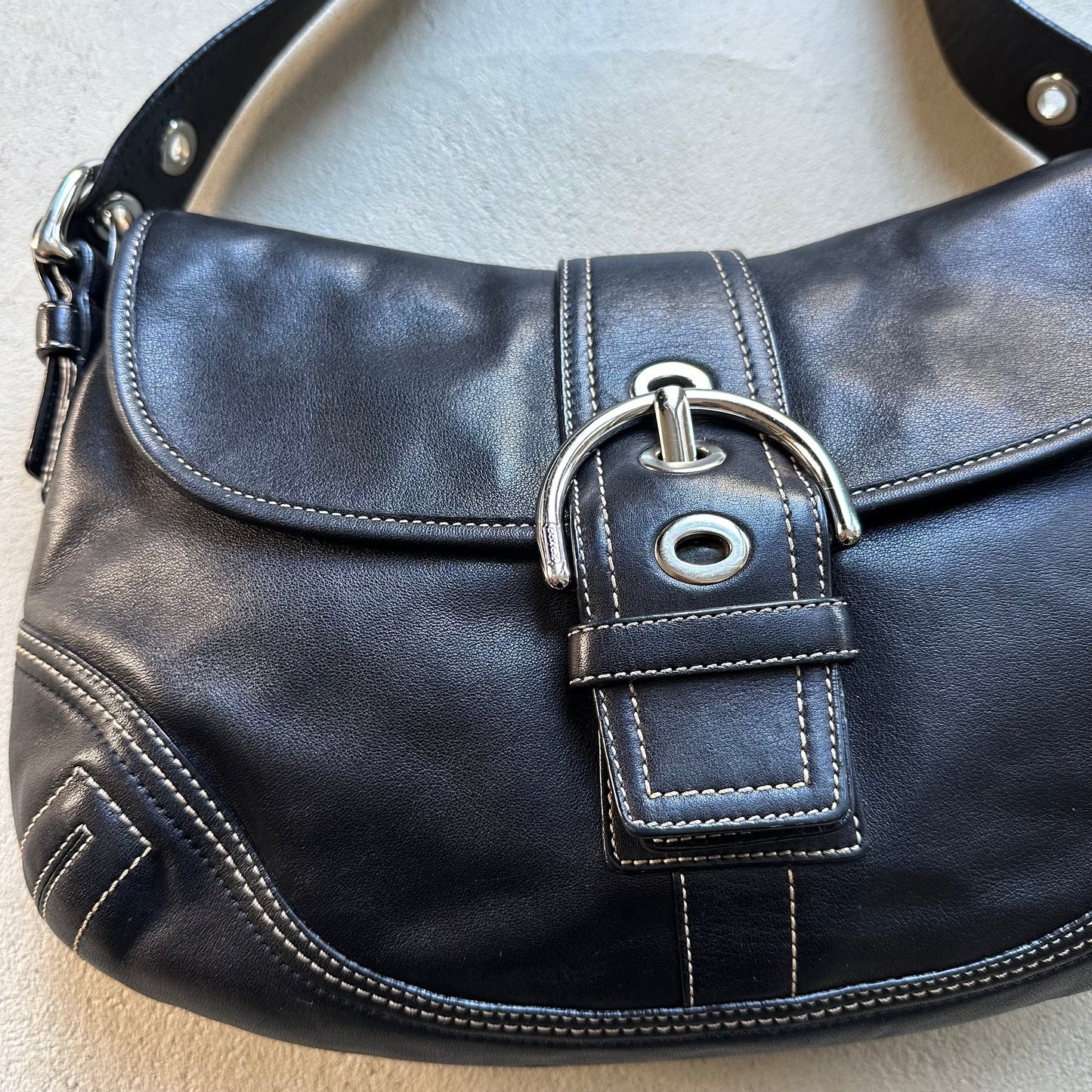 Vintage Y2K Coach Black Leather Soho Shoulder Bag