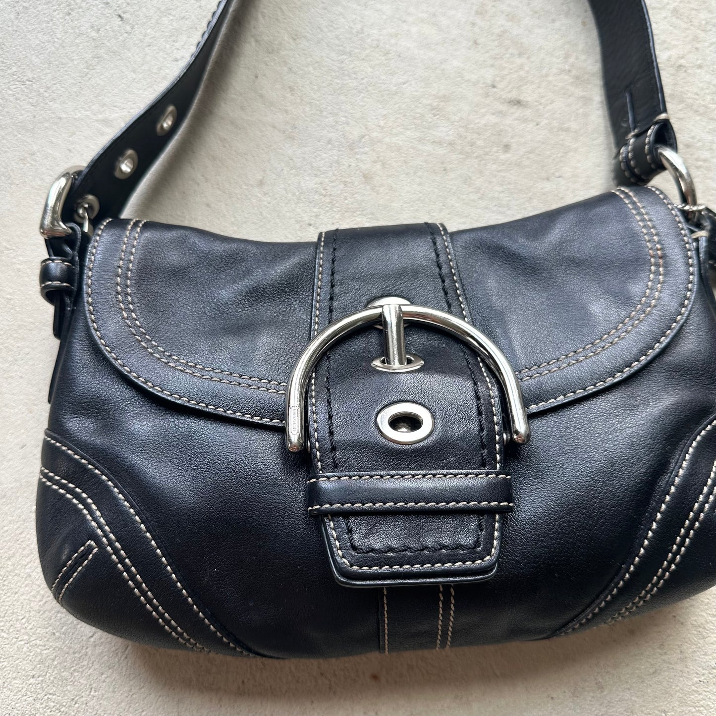 Vintage Y2K Coach Black Mini Soho Leather Shoulder Bag