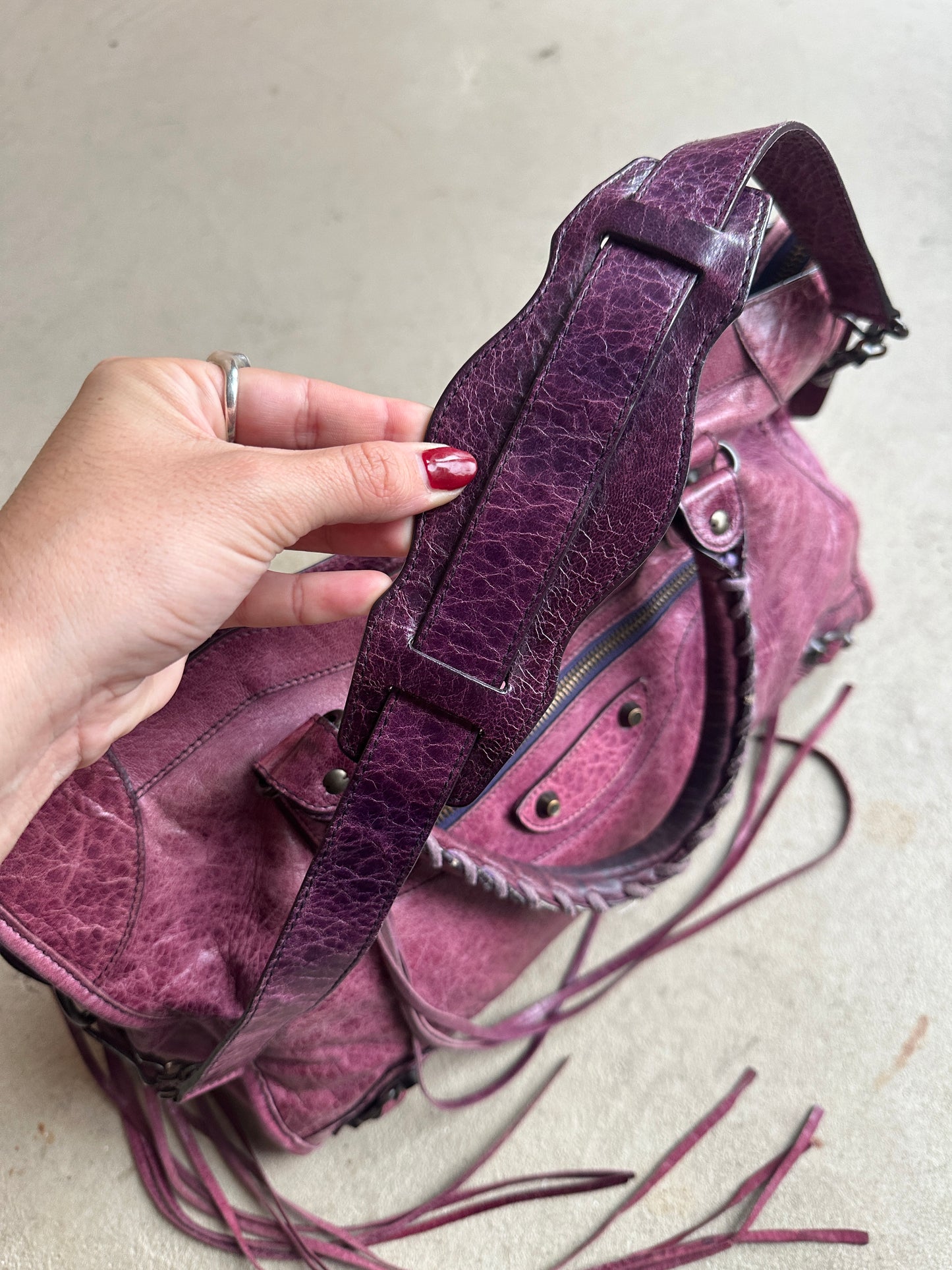 Vintage Maroon/burgundy Balenciaga City Bag